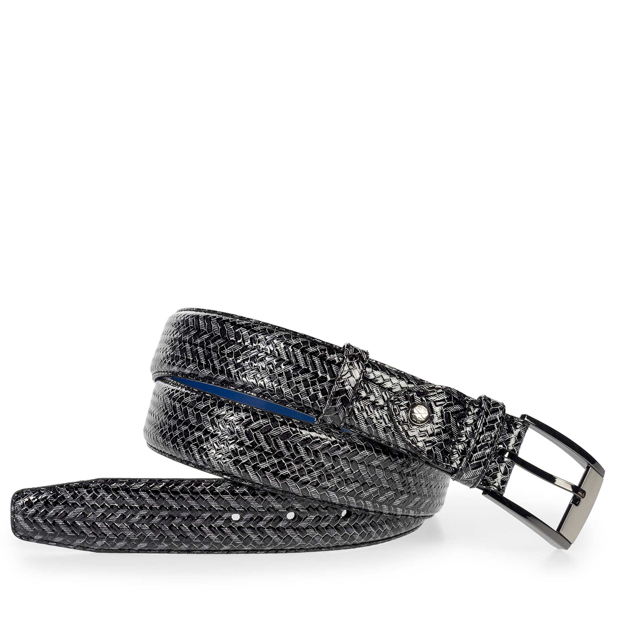 75180/02 - Patterned black patent leather belt 75180/02 - Patterned black patent leather belt