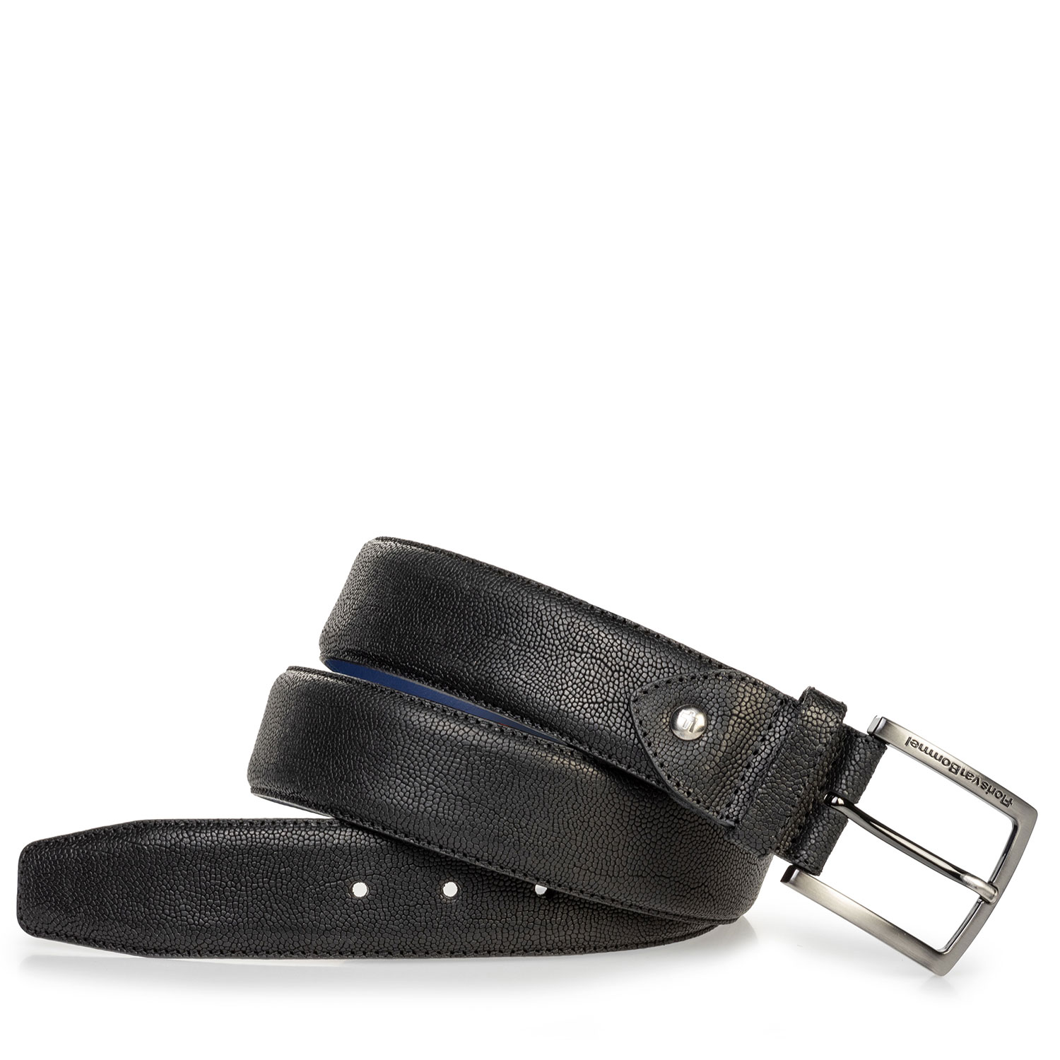 75202/87 - Black leather belt with print 75202/87 - Black leather belt with print