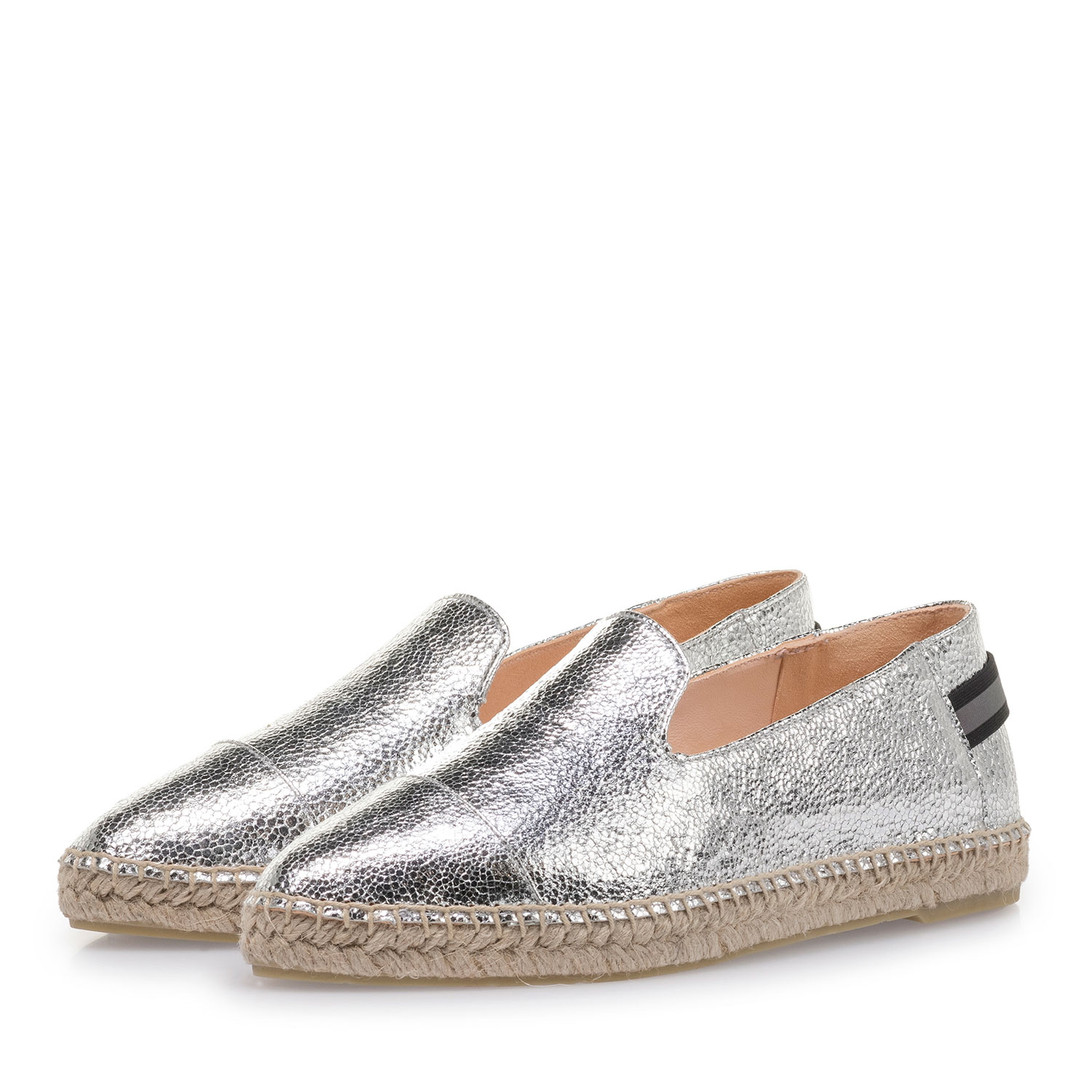 85420/03 - Zilveren leren espadrille met metallicprint 85420/03 - Zilveren leren espadrille met metallicprint
