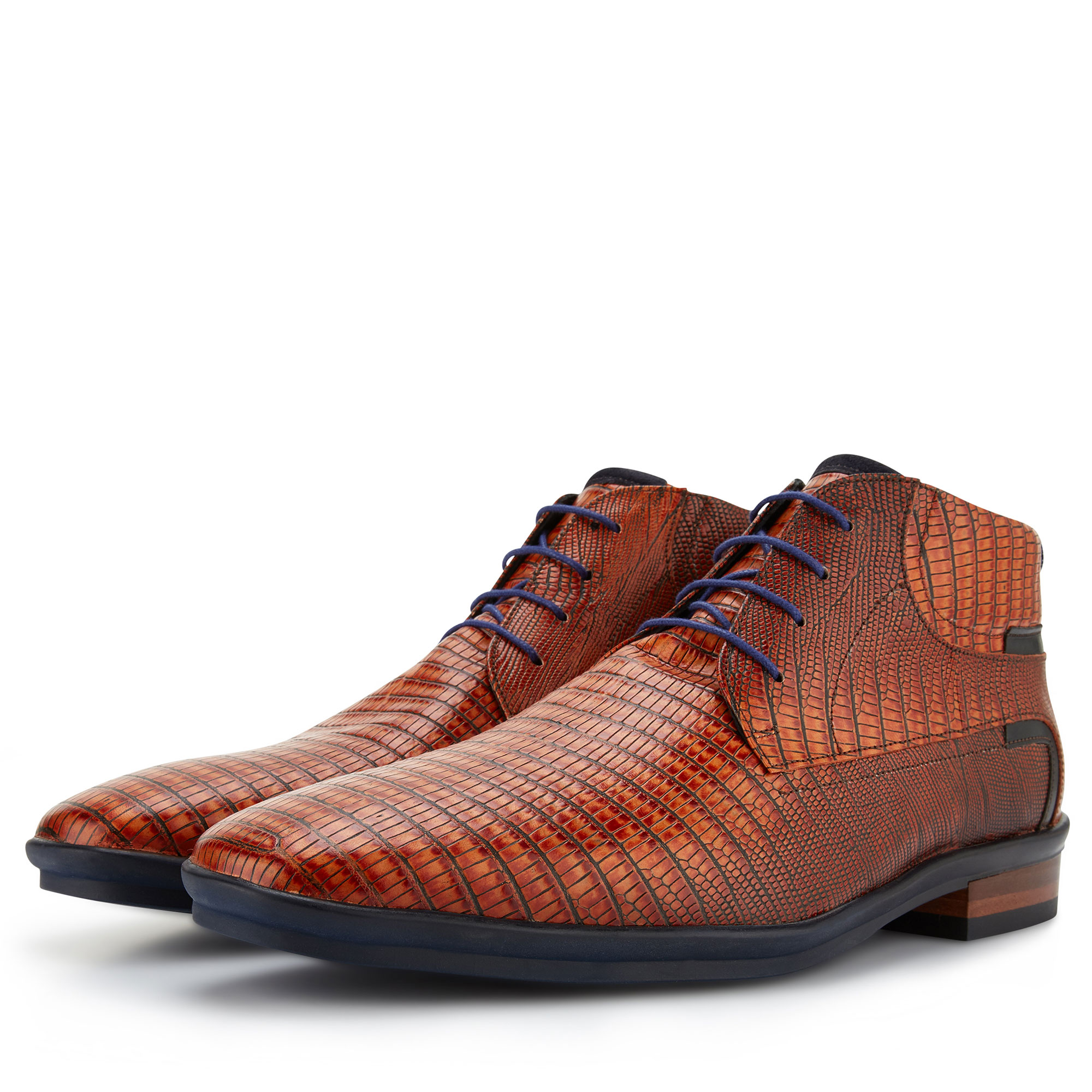 10879/00 - Floris van Bommel cognac lizardprint veterboot 10879/00 - Floris van Bommel cognac lizardprint veterboot