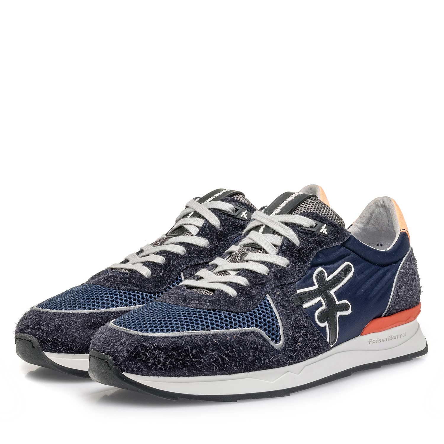 16246/01 - Dark blue-orange suede leather sneaker 16246/01 - Dark blue-orange suede leather sneaker