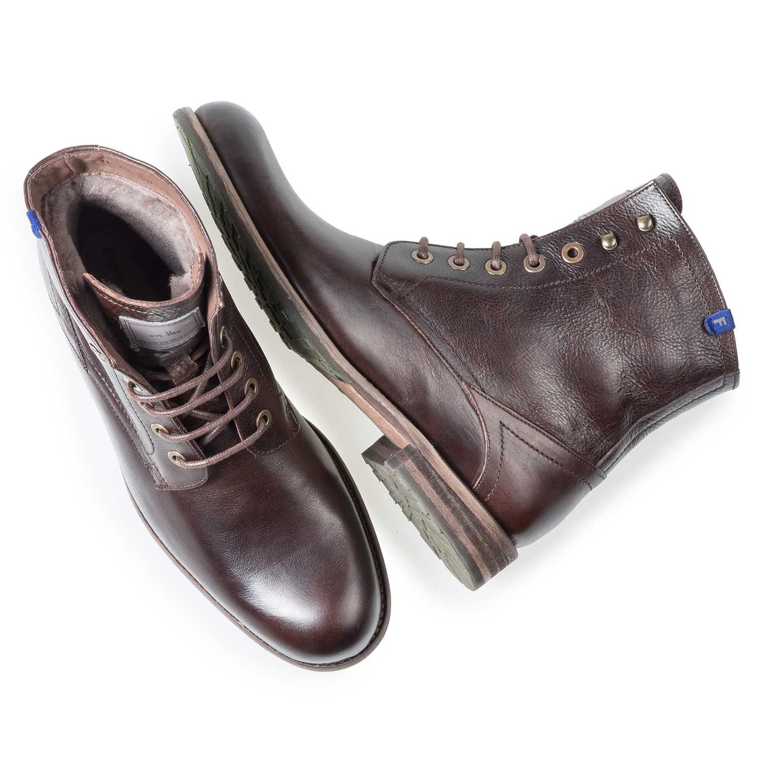 10751/15 - Wol gevoerde bruine kalfsleren veterboot 10751/15 - Wol gevoerde bruine kalfsleren veterboot