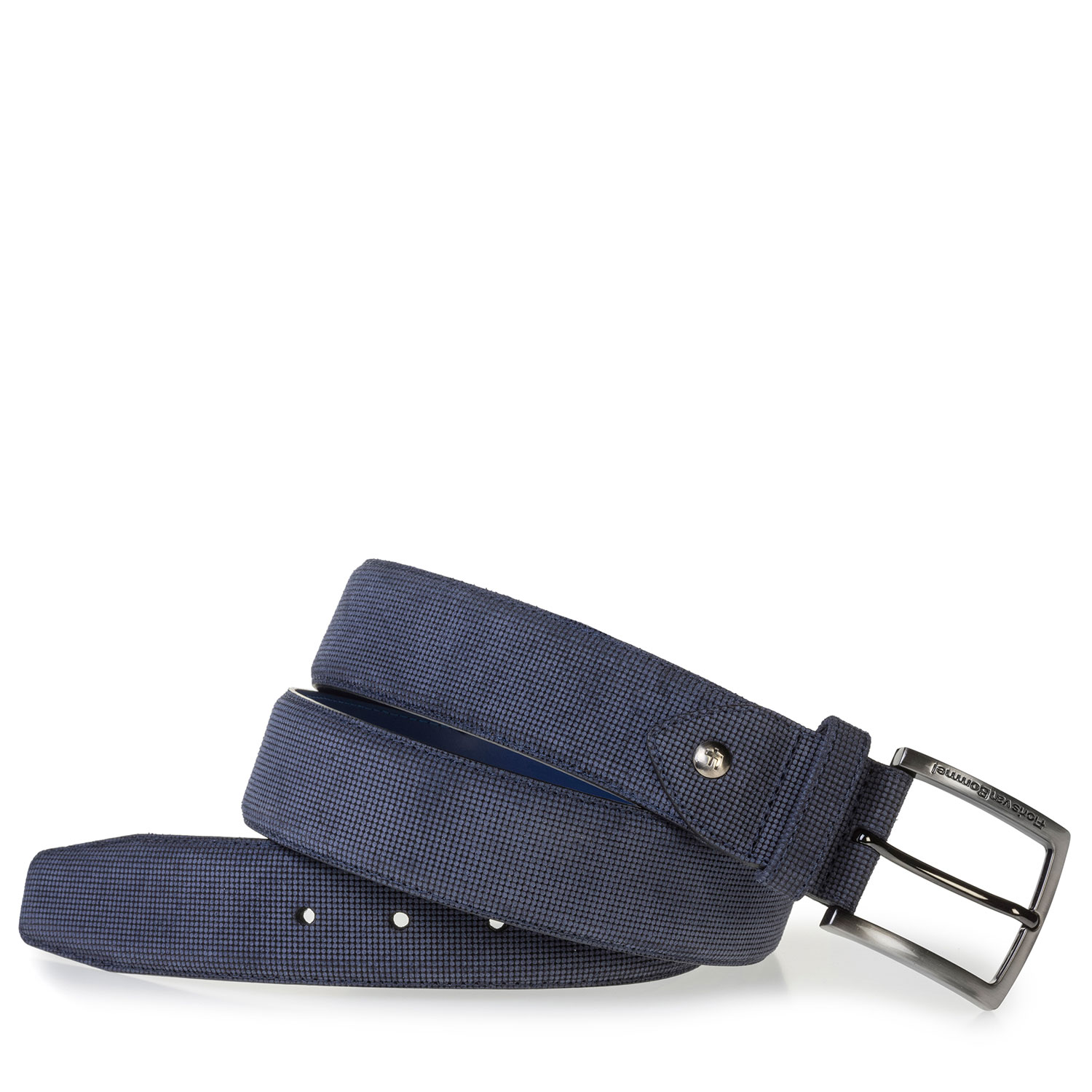 75202/53 - Blue suede leather belt with print 75202/53 - Blue suede leather belt with print
