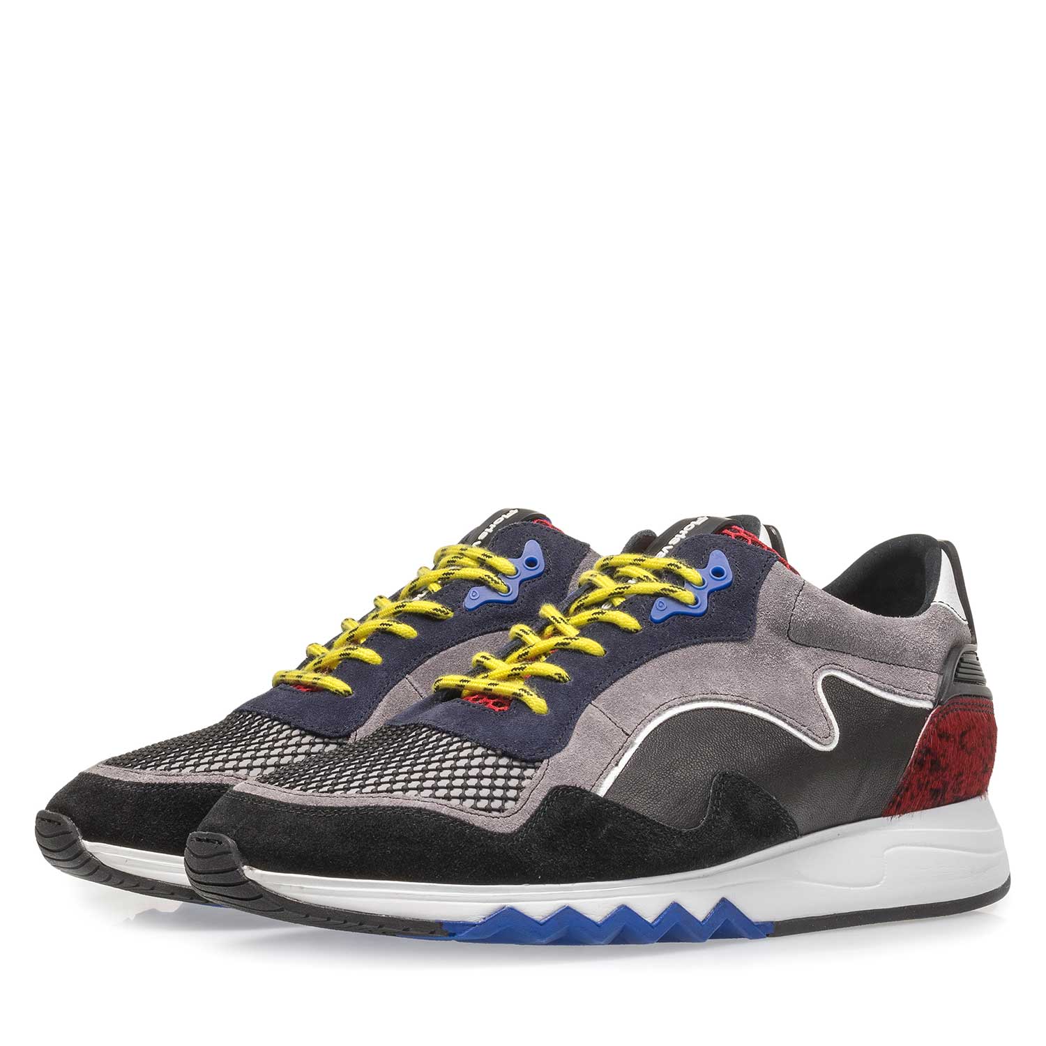 16092/07 - Suède sneaker zwart/rood 16092/07 - Suède sneaker zwart/rood