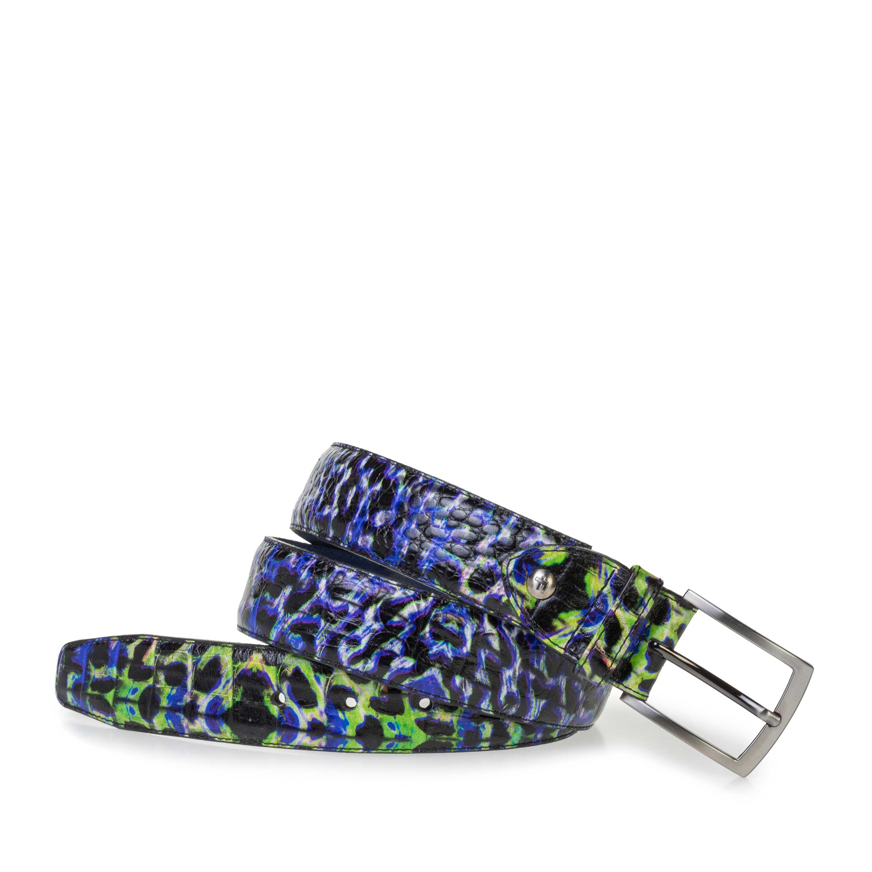 75200/98 - Premium blauwe riem met crocoprint 75200/98 - Premium blauwe riem met crocoprint