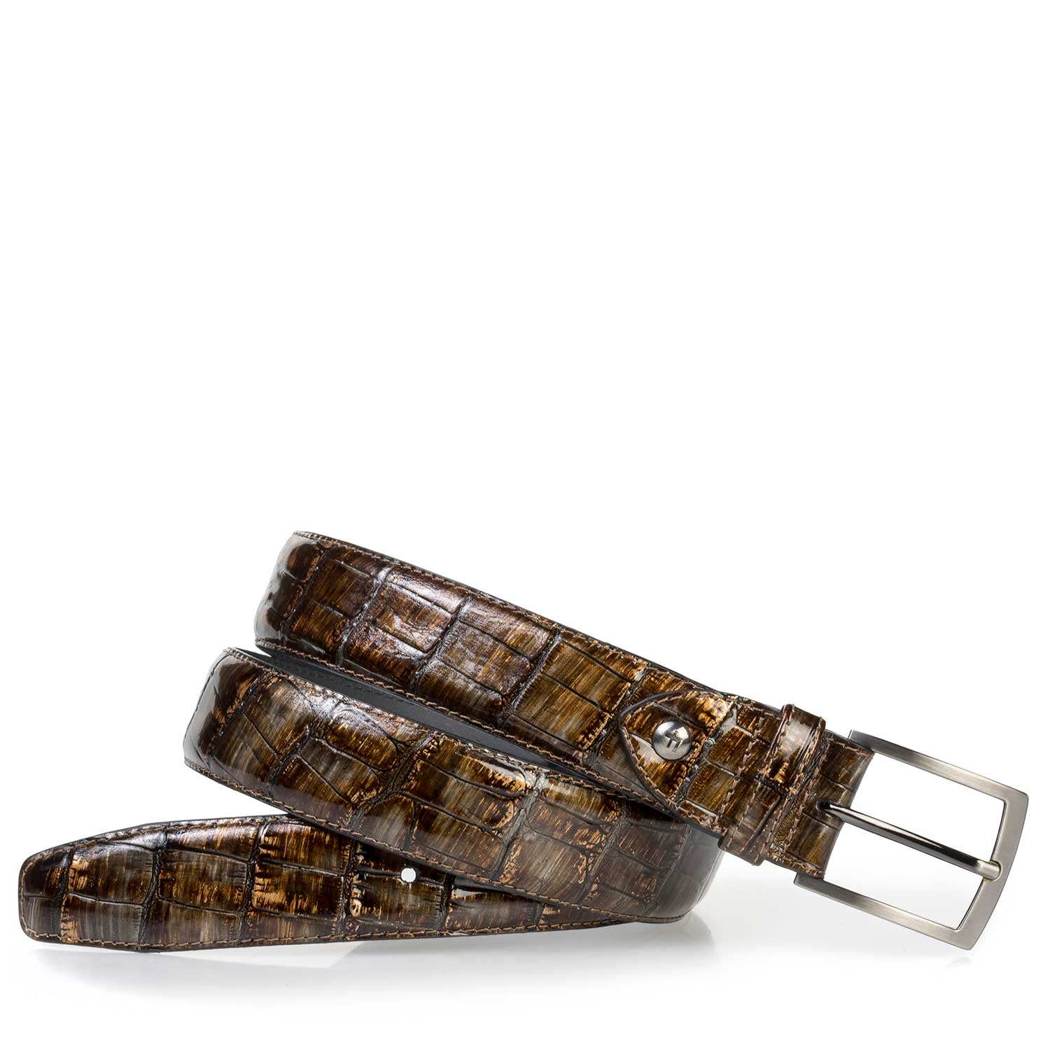 75200/06 - Lakleren riem met crocoprint cognac 75200/06 - Lakleren riem met crocoprint cognac