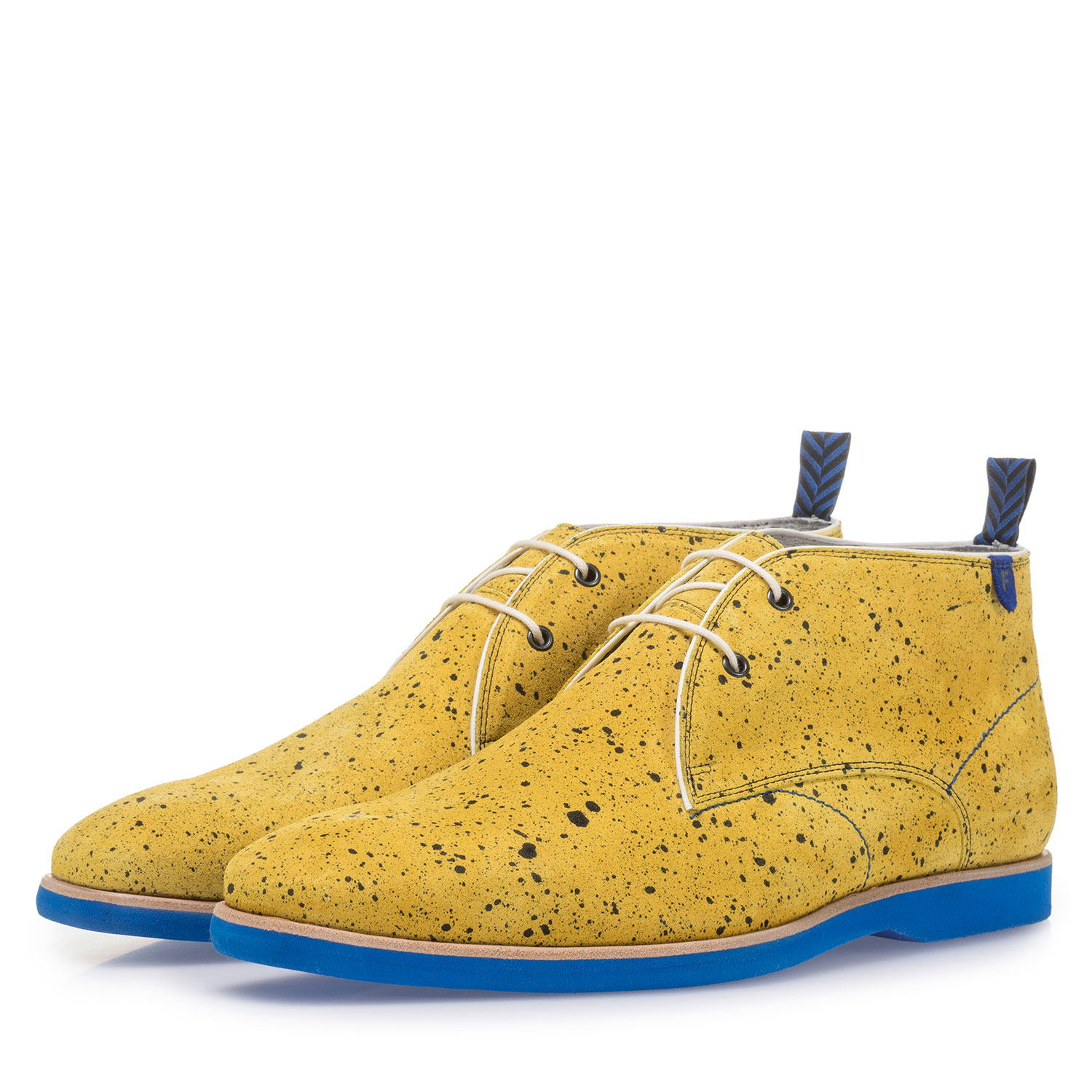 10014/16 - Gele suède veterboot met print 10014/16 - Gele suède veterboot met print