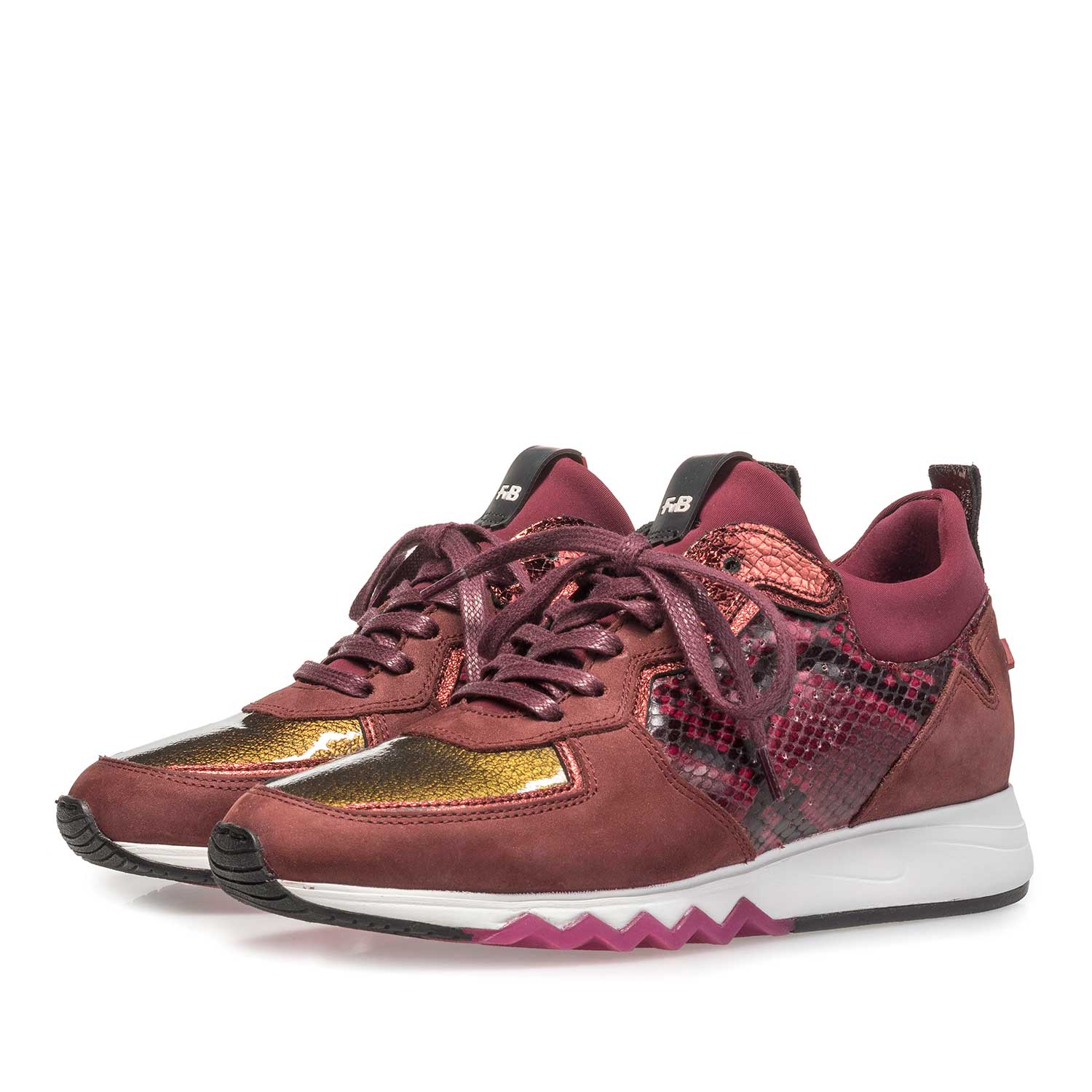 85288/05 - Rode suède sneaker met snakeprint 85288/05 - Rode suède sneaker met snakeprint