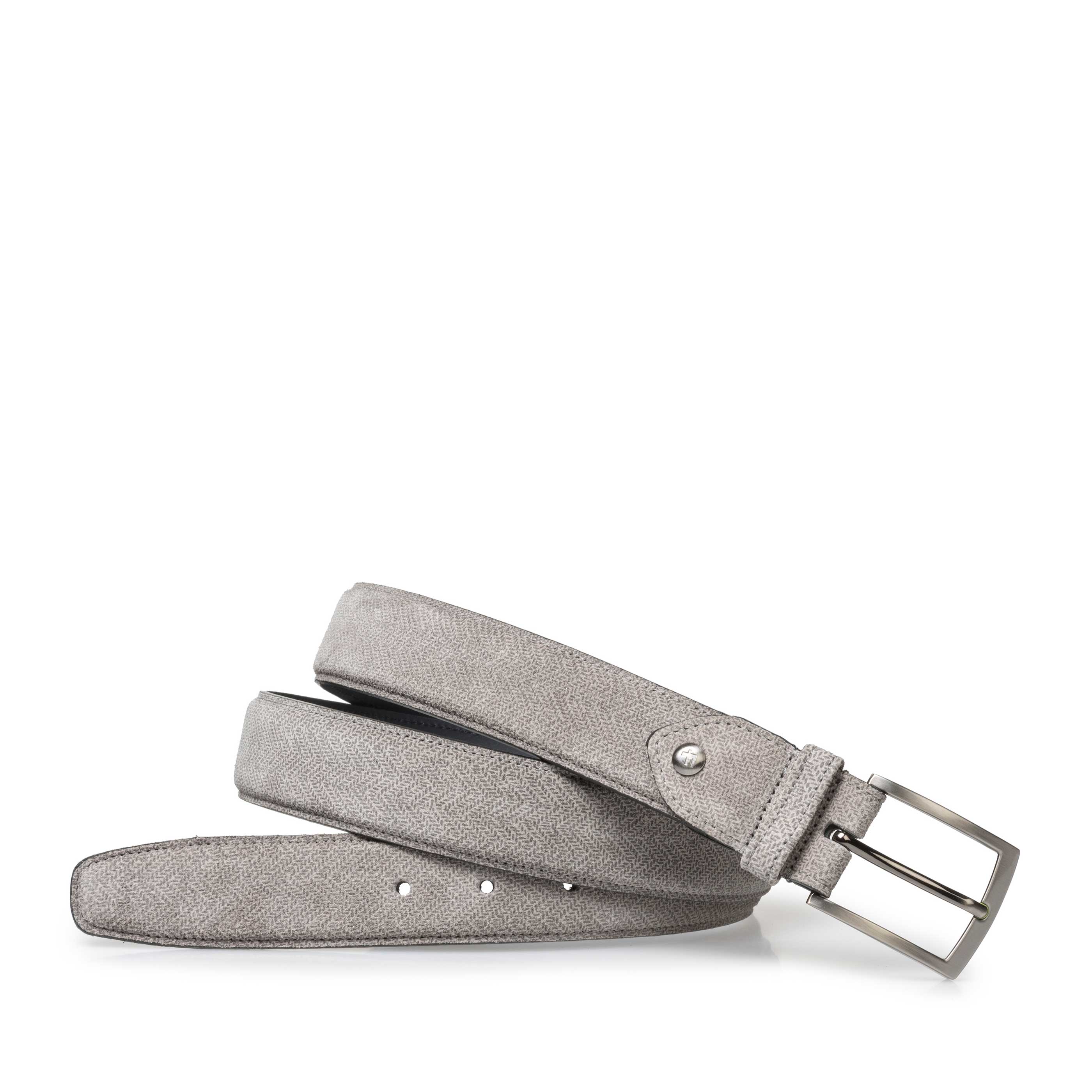 75201/73 - Light grey suede leather belt with print 75201/73 - Light grey suede leather belt with print