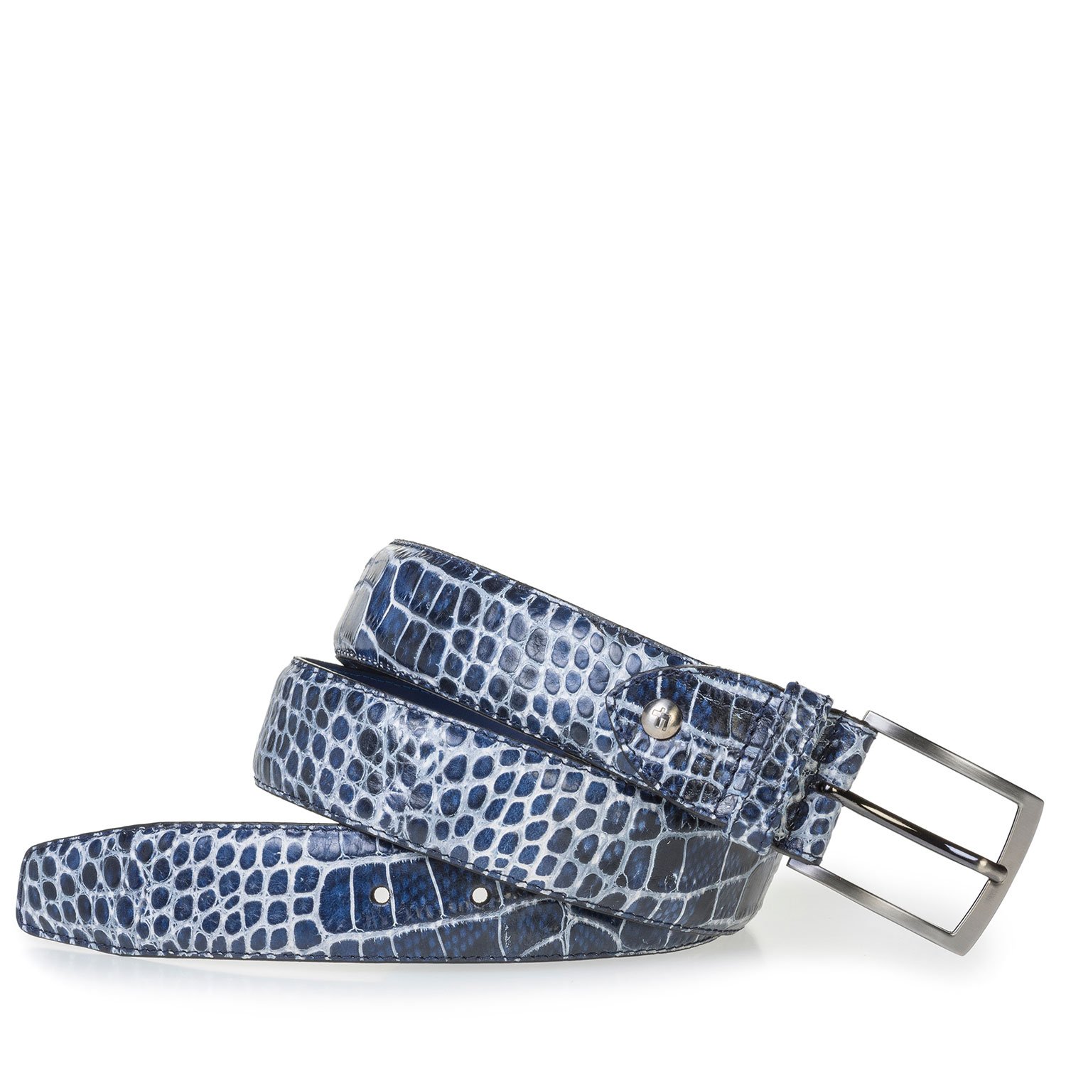 75203/04 - Blue leather belt with croco print 75203/04 - Blue leather belt with croco print