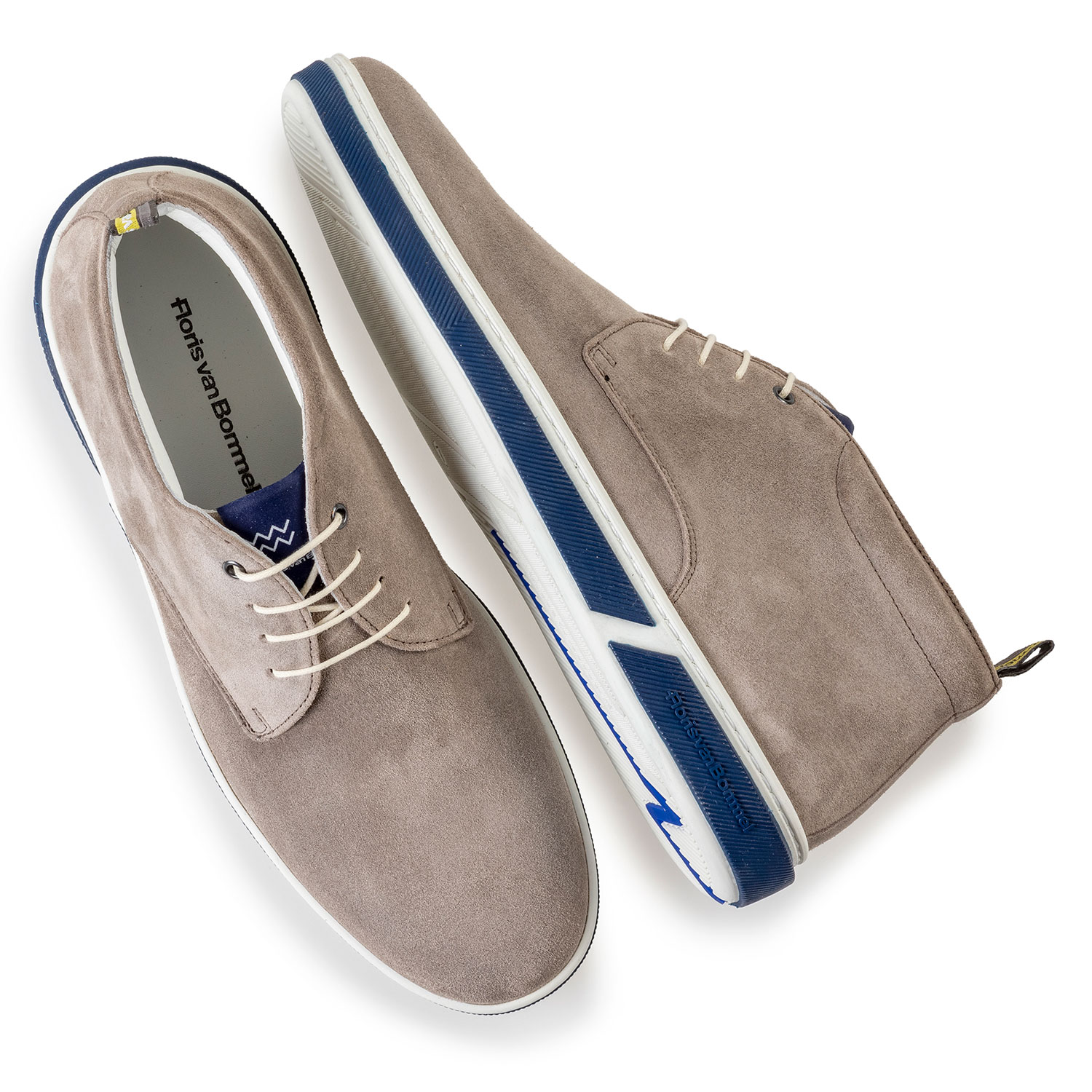 20350/04 - Suède veterboot taupe met print 20350/04 - Suède veterboot taupe met print