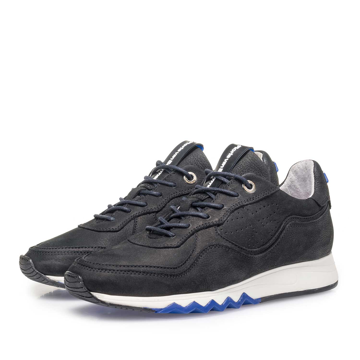 85265/02 - Zwarte nubuckleren sneaker met structuur 85265/02 - Zwarte nubuckleren sneaker met structuur