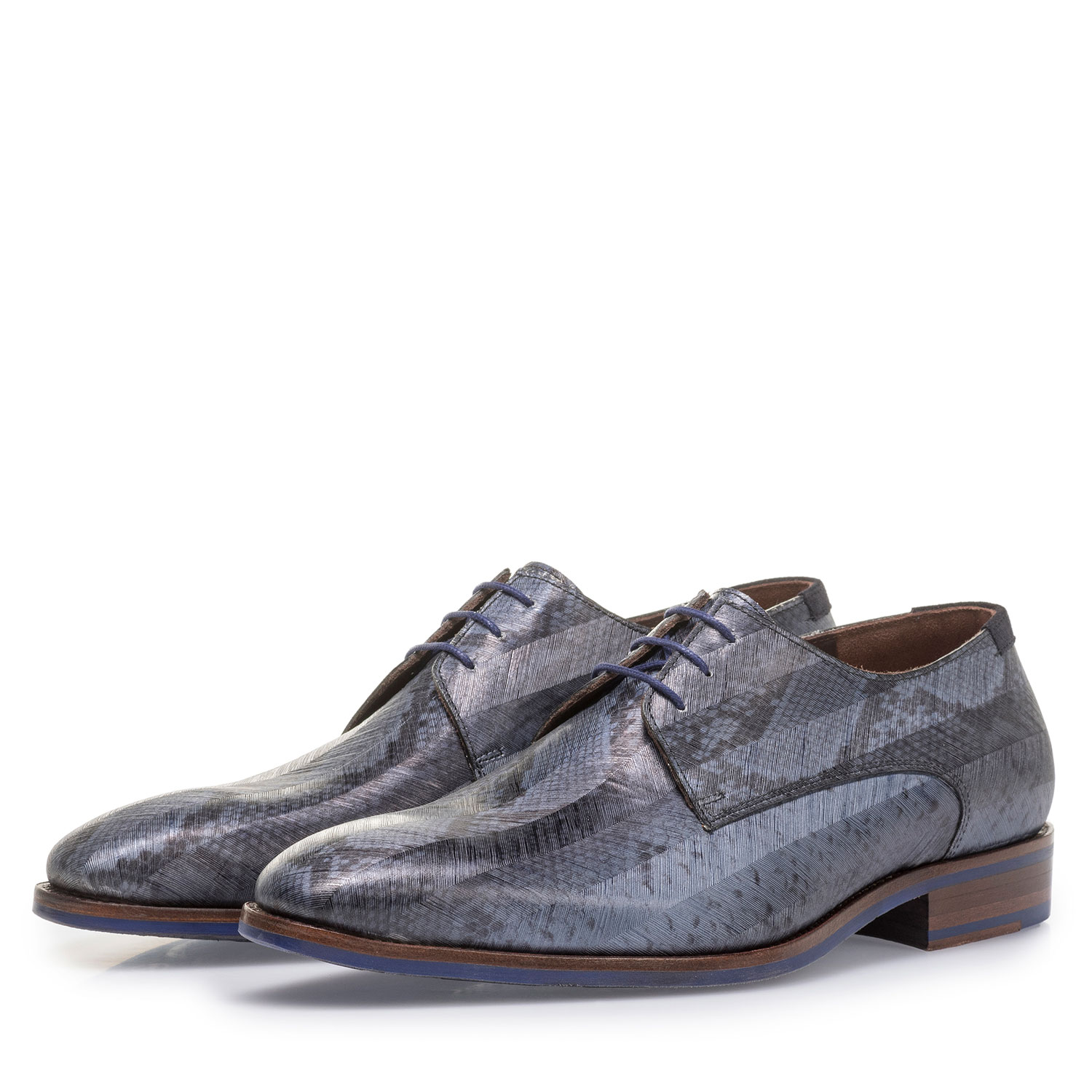 18297/01 - Grey patent leather lace shoe with snake print 18297/01 - Grey patent leather lace shoe with snake print