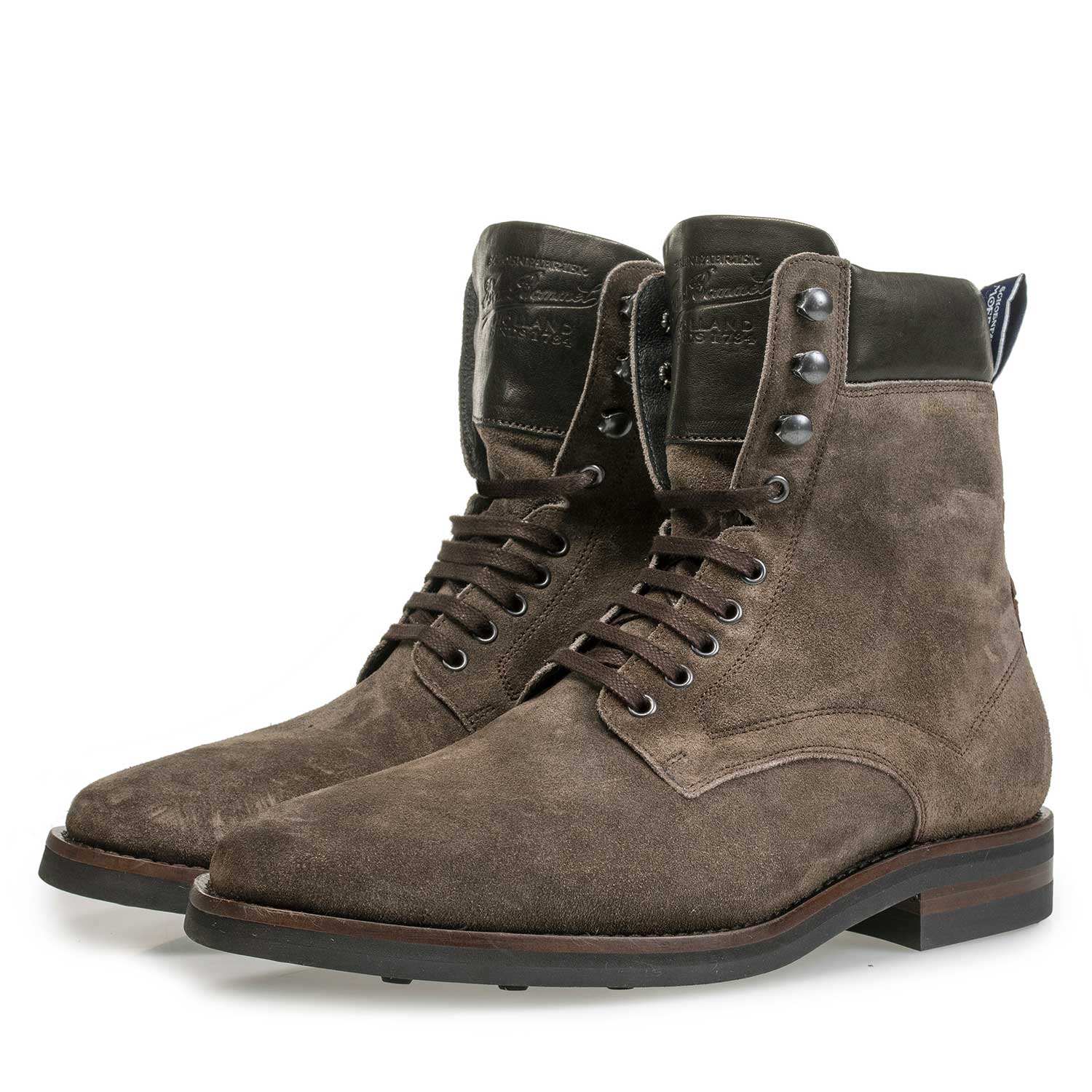 10658/05 - Lace boots washed suede leather taupe 10658/05 - Lace boots washed suede leather taupe
