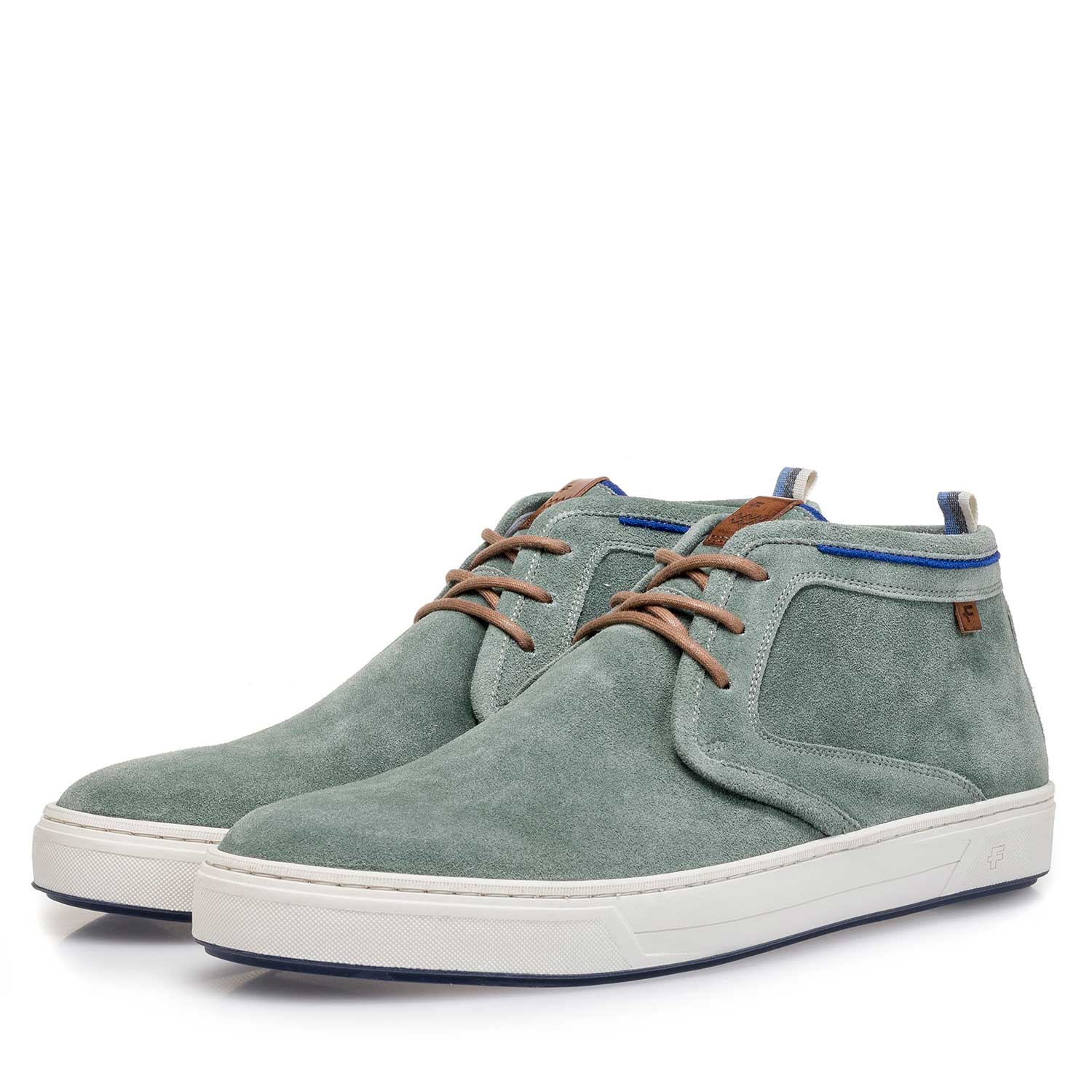 10466/03 - Pale green washed suede leather lace shoe 10466/03 - Pale green washed suede leather lace shoe