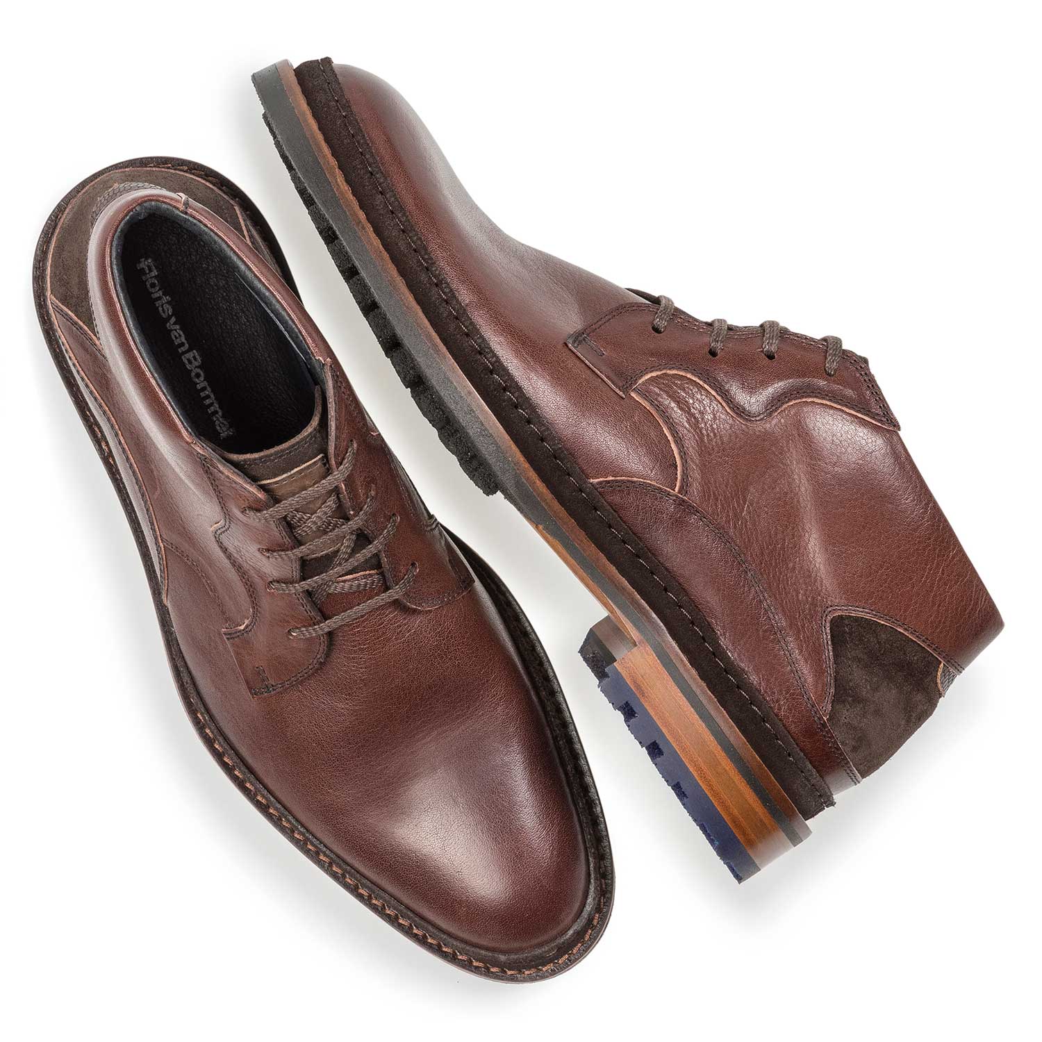 10509/00 - Roodbruine kalfsleren veterboot 10509/00 - Roodbruine kalfsleren veterboot