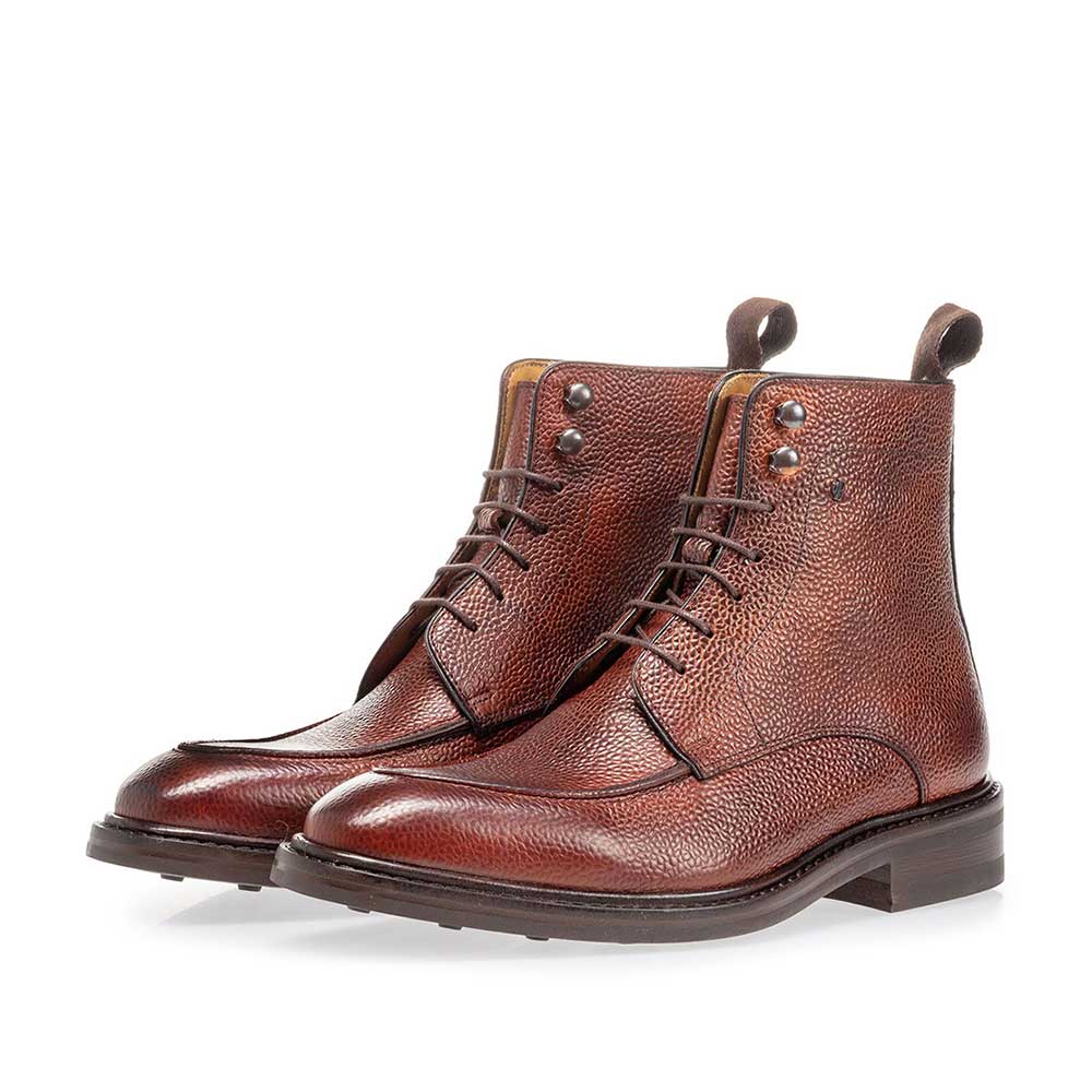 20193/01 - Boot cognac leer met print 20193/01 - Boot cognac leer met print