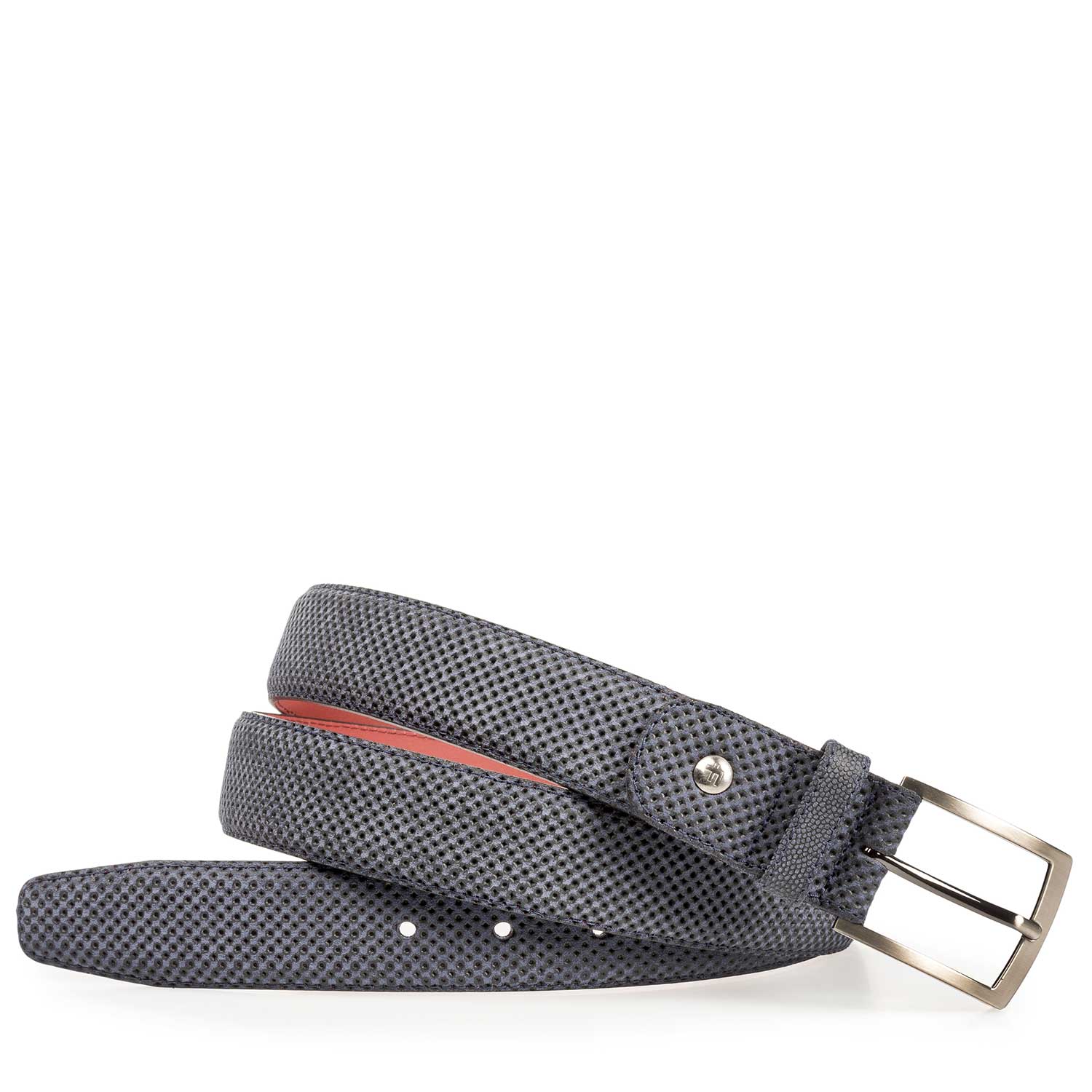 75188/23 - Blue suede leather belt with a print 75188/23 - Blue suede leather belt with a print