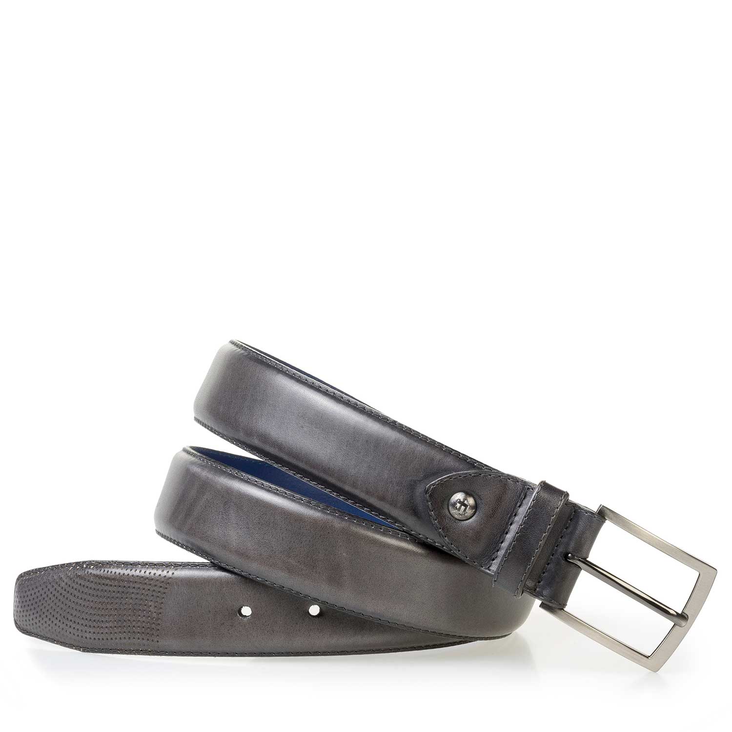 75195/02 - Donkergrijze kalfsleren riem 75195/02 - Donkergrijze kalfsleren riem