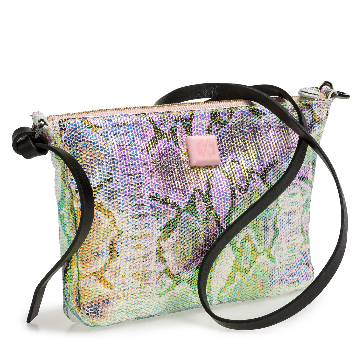 89019/06 - Leren tas met groen/gouden metallicprint 89019/06 - Leren tas met groen/gouden metallicprint