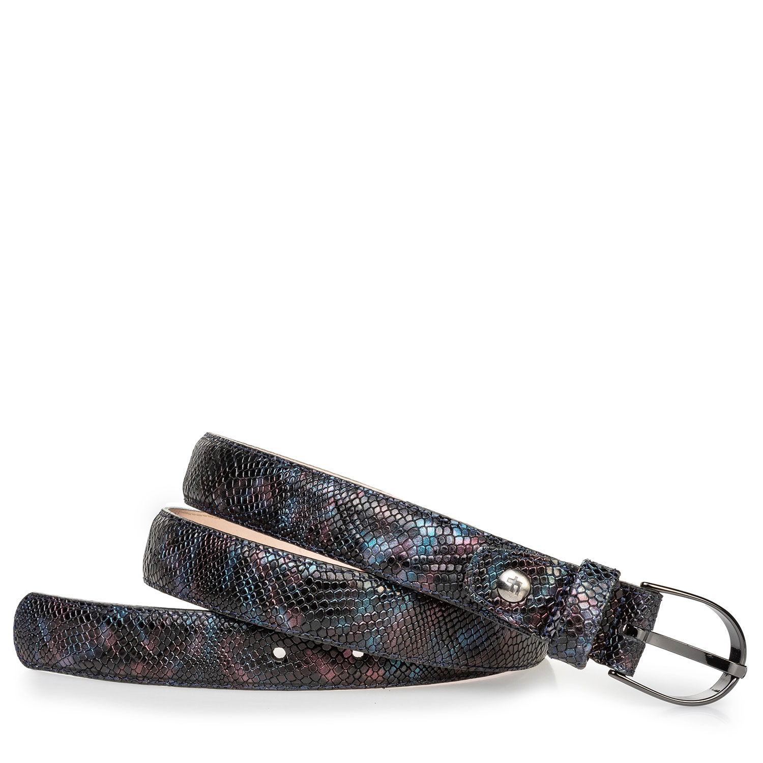 75813/84 - Damesriem crocoprint blauw 75813/84 - Damesriem crocoprint blauw