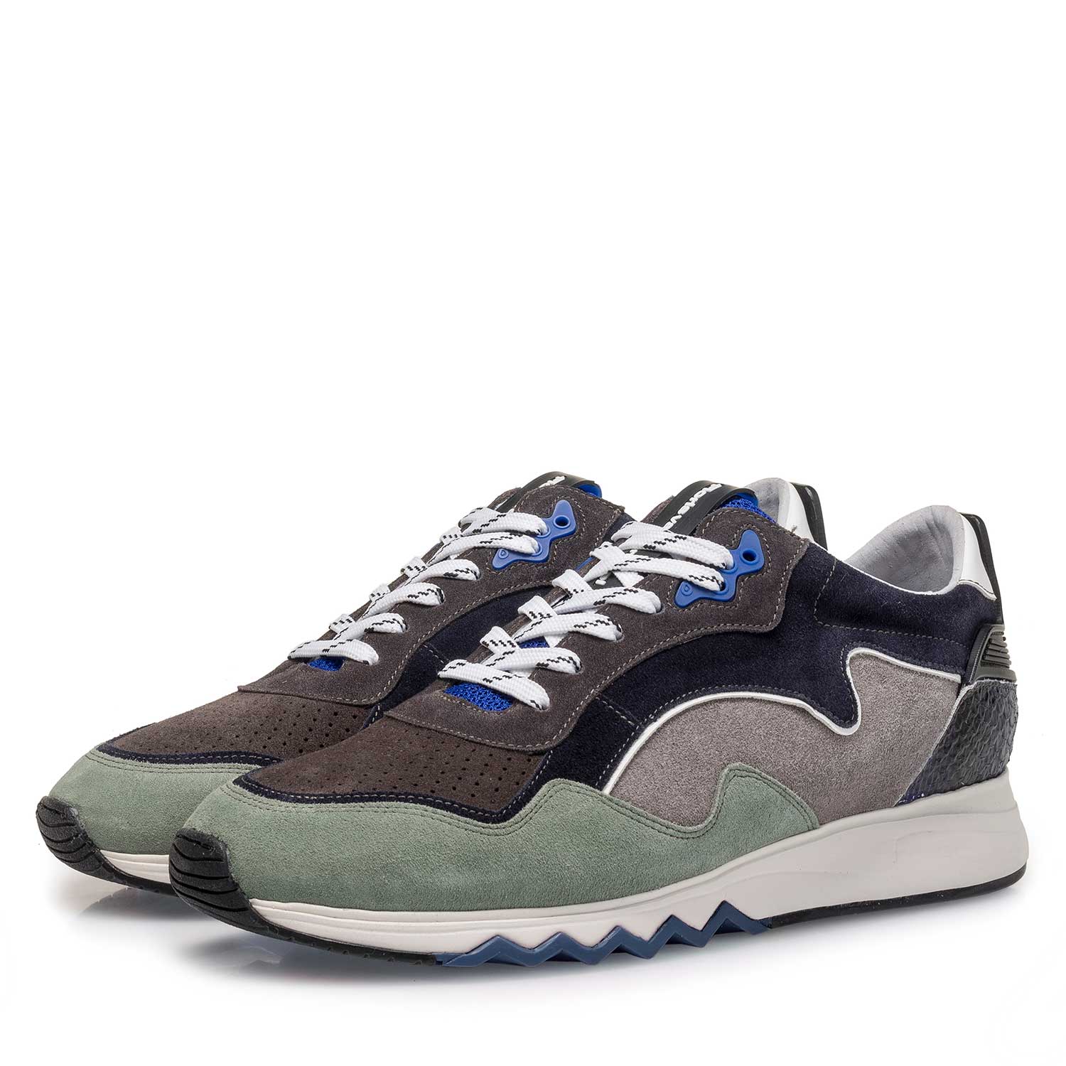 16092/04 - Green-blue suede leather sneaker 16092/04 - Green-blue suede leather sneaker
