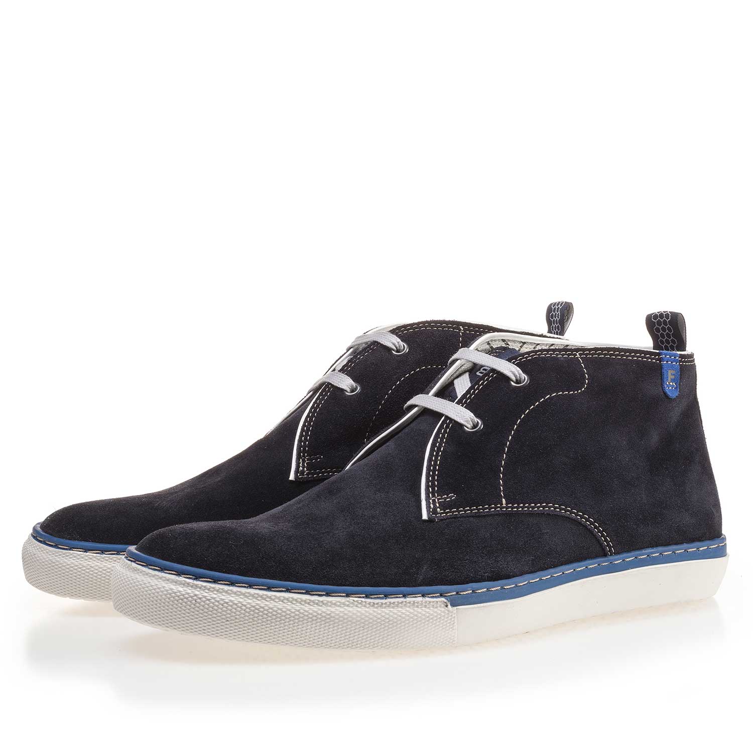 10024/00 - Dark blue suede leather lace boot 10024/00 - Dark blue suede leather lace boot