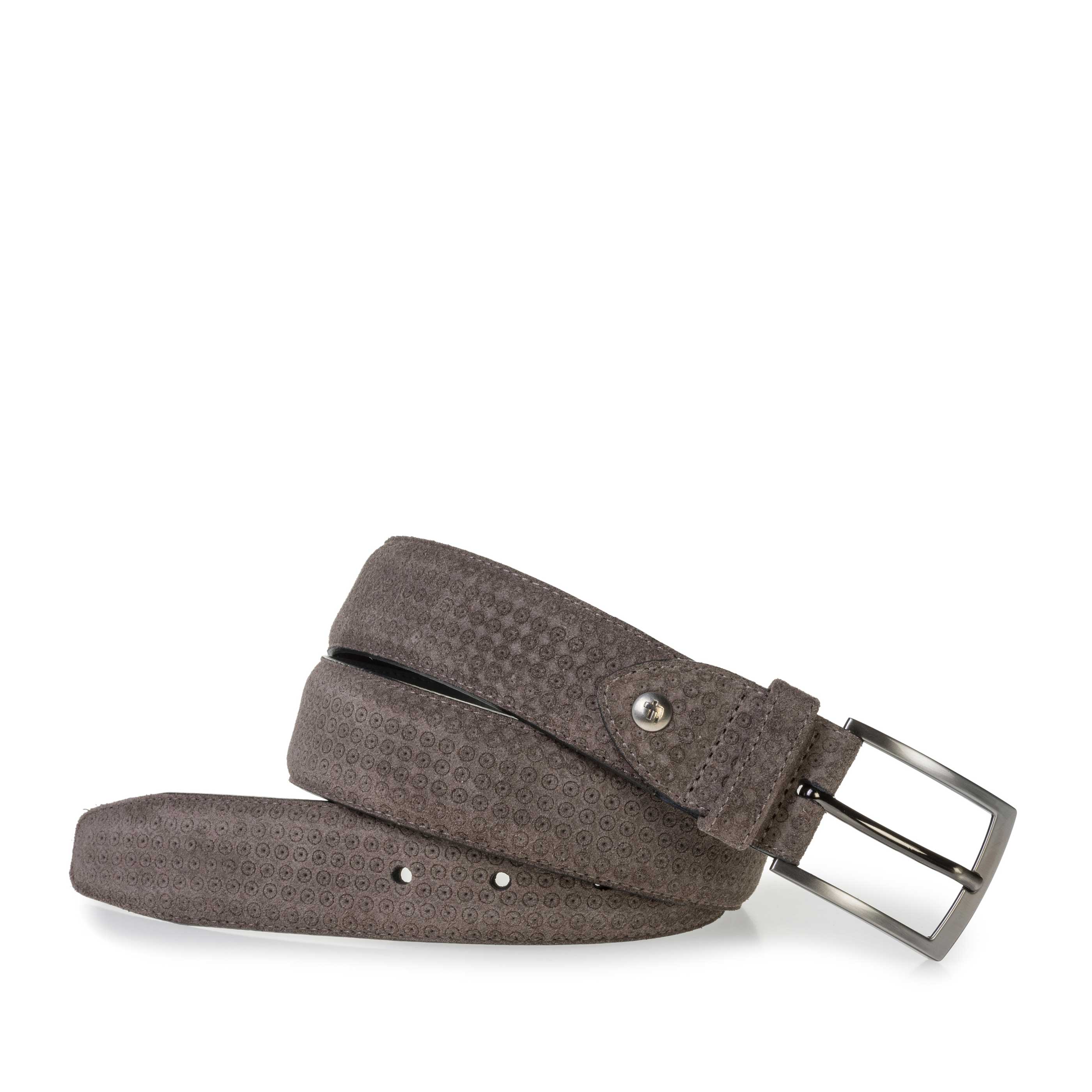 75200/78 - Taupe-coloured suede leather belt with print 75200/78 - Taupe-coloured suede leather belt with print