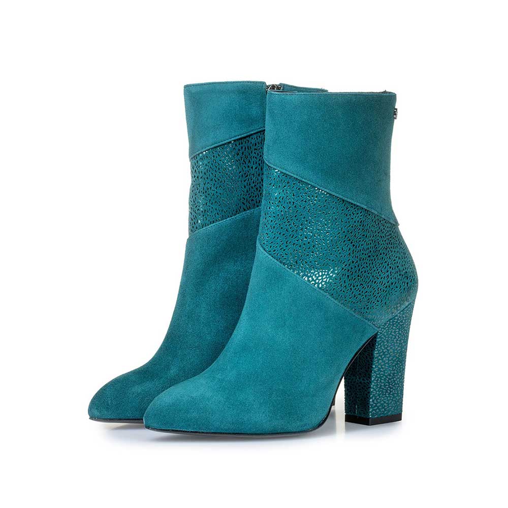 85622/00 - Blauwe enkellaars met metallicprint 85622/00 - Blauwe enkellaars met metallicprint