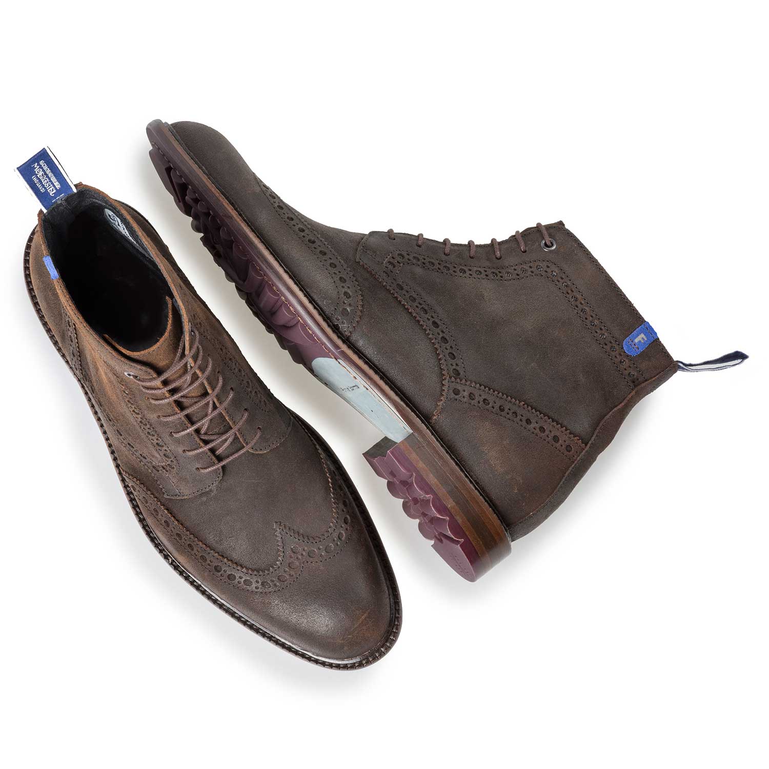 10506/05 - Bruine suède brogue veterboot 10506/05 - Bruine suède brogue veterboot