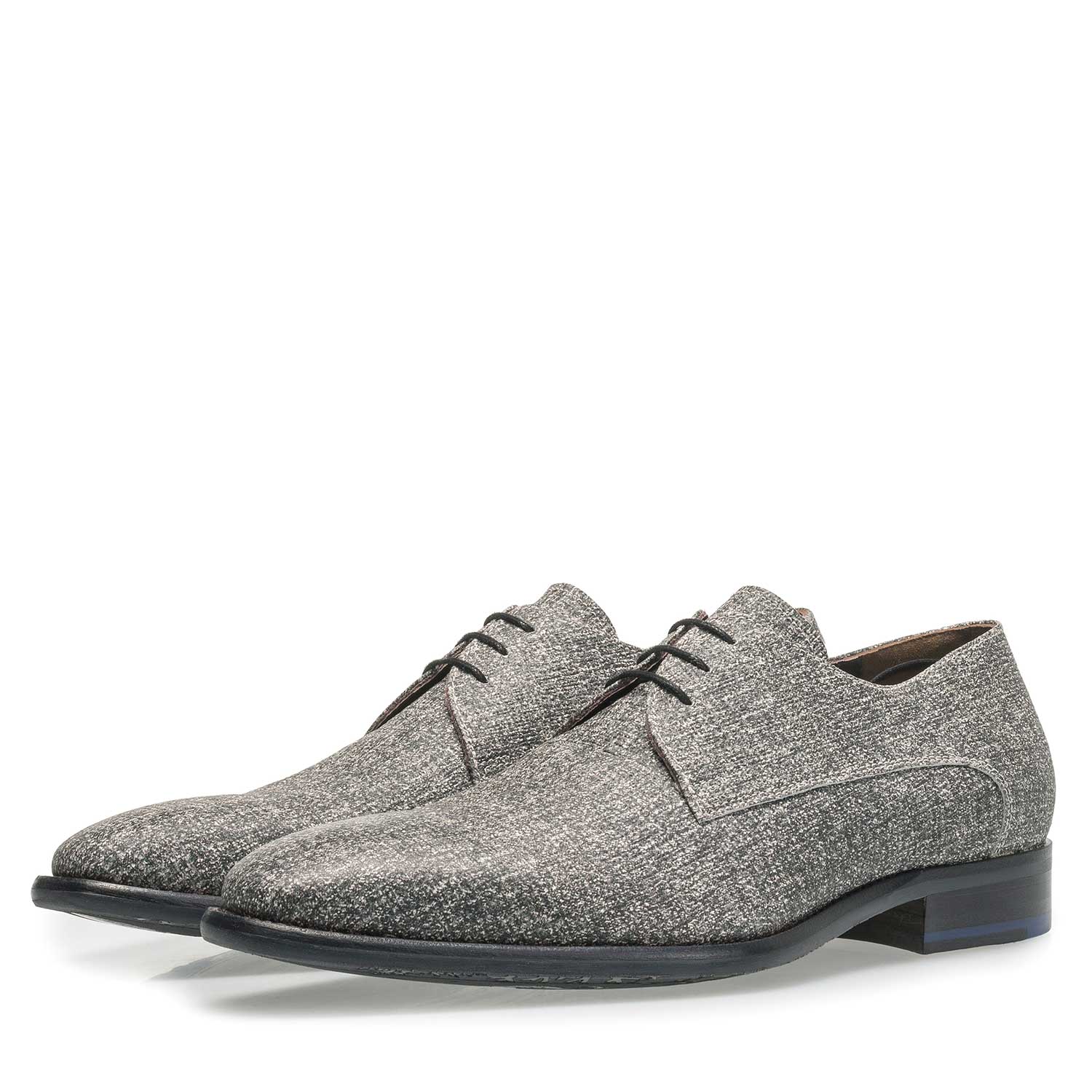 18146/00 - Grey leather lace shoe with white print 18146/00 - Grey leather lace shoe with white print