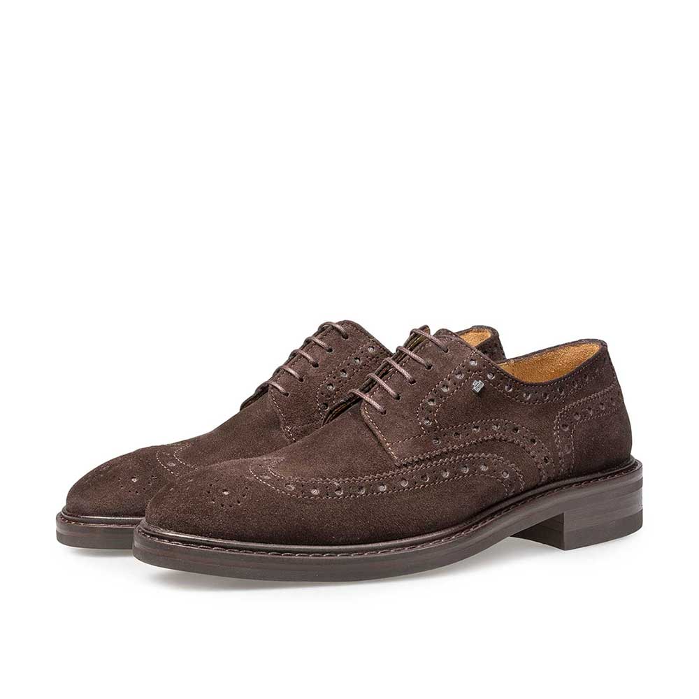 17093/00 - Bruine suède brogue veterschoen 17093/00 - Bruine suède brogue veterschoen