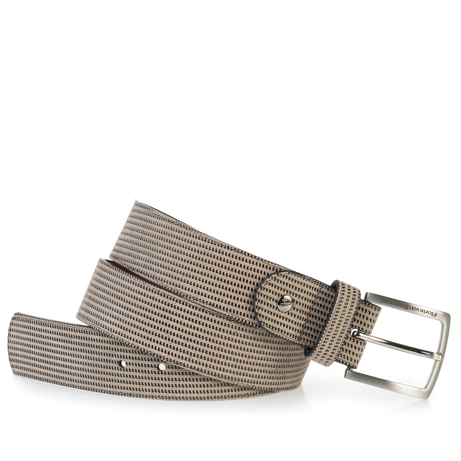 75184/02 - Zandkleurige suède riem met dessin 75184/02 - Zandkleurige suède riem met dessin