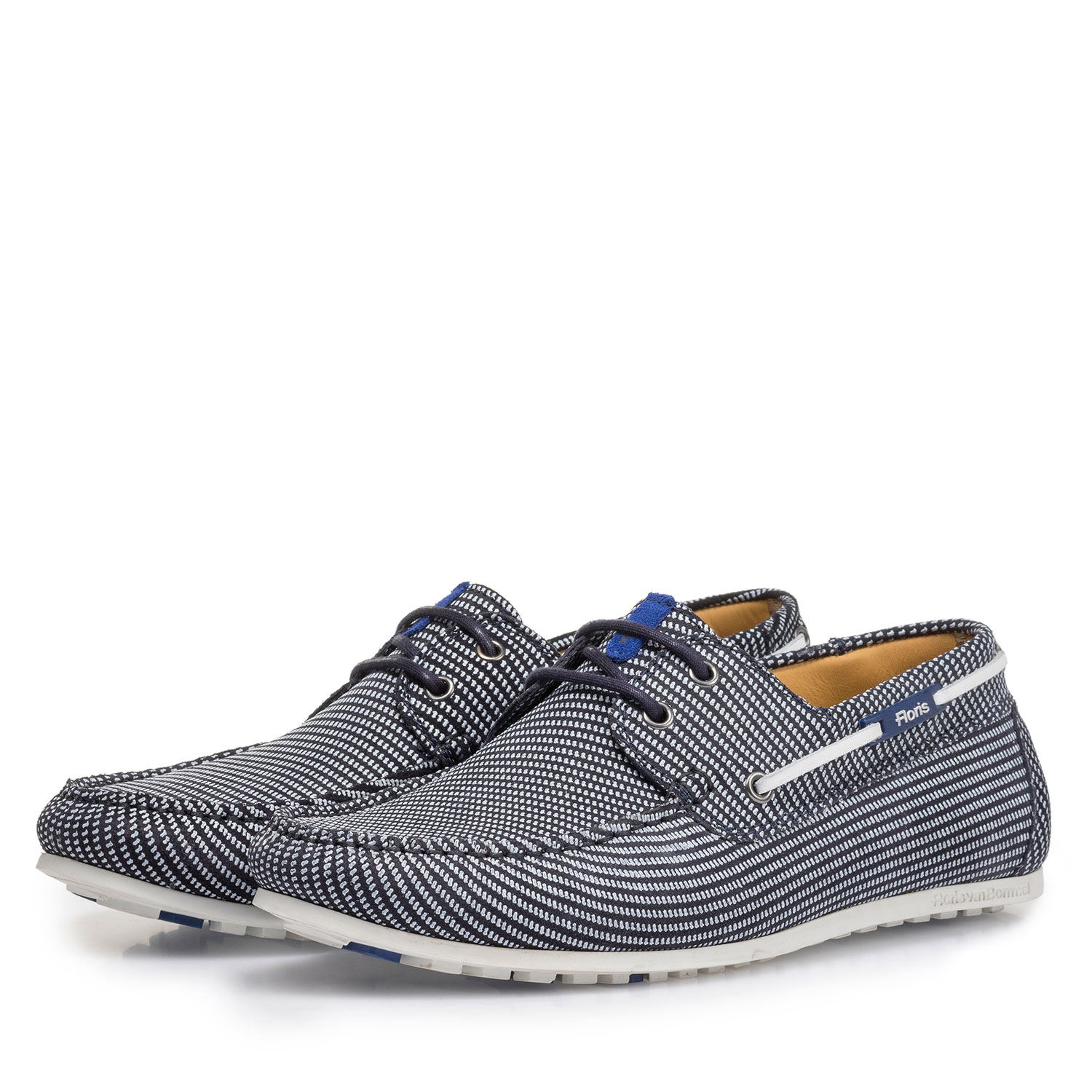 15035/10 - Blauwe suède bootschoen met print 15035/10 - Blauwe suède bootschoen met print