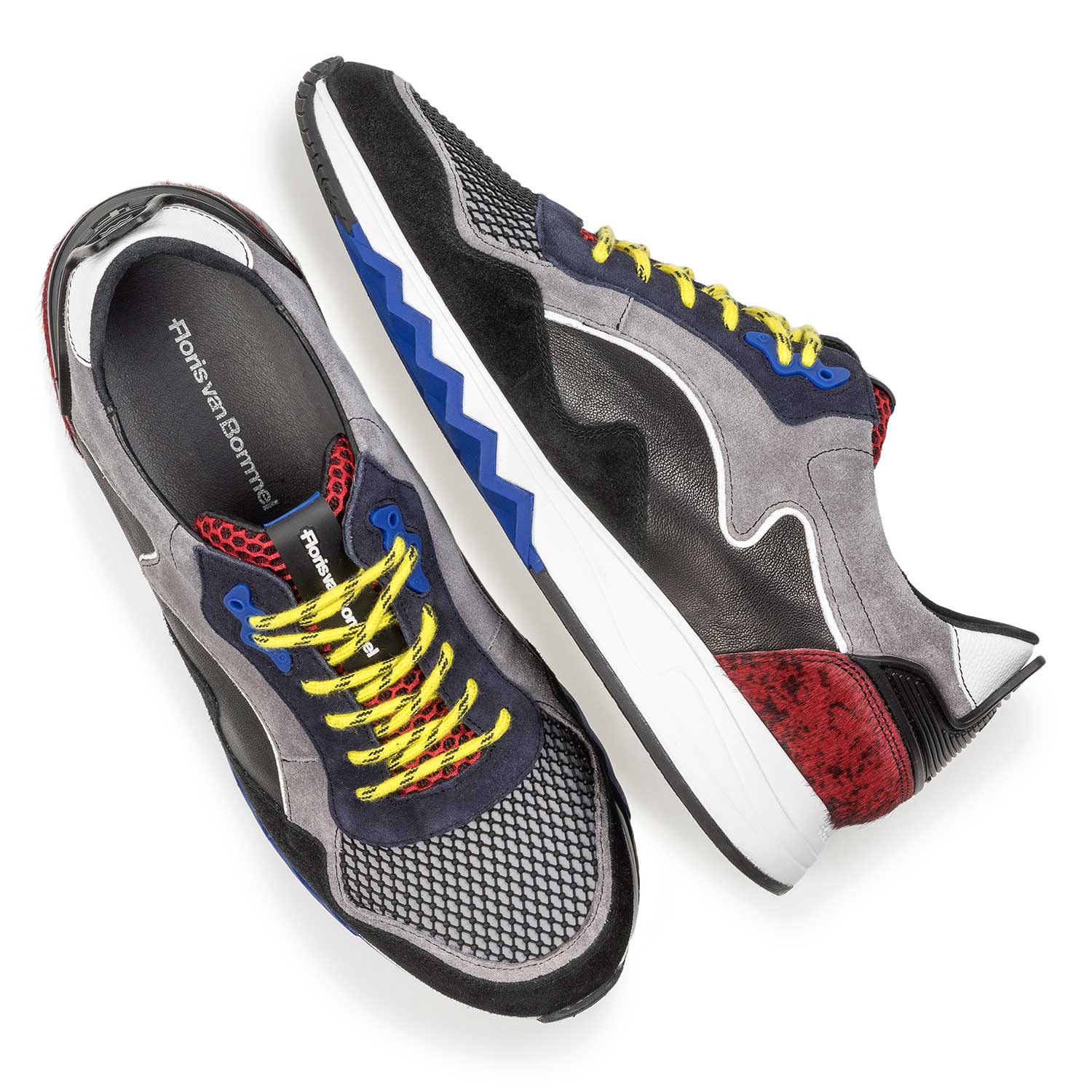 16092/07 - Suède sneaker zwart/rood 16092/07 - Suède sneaker zwart/rood