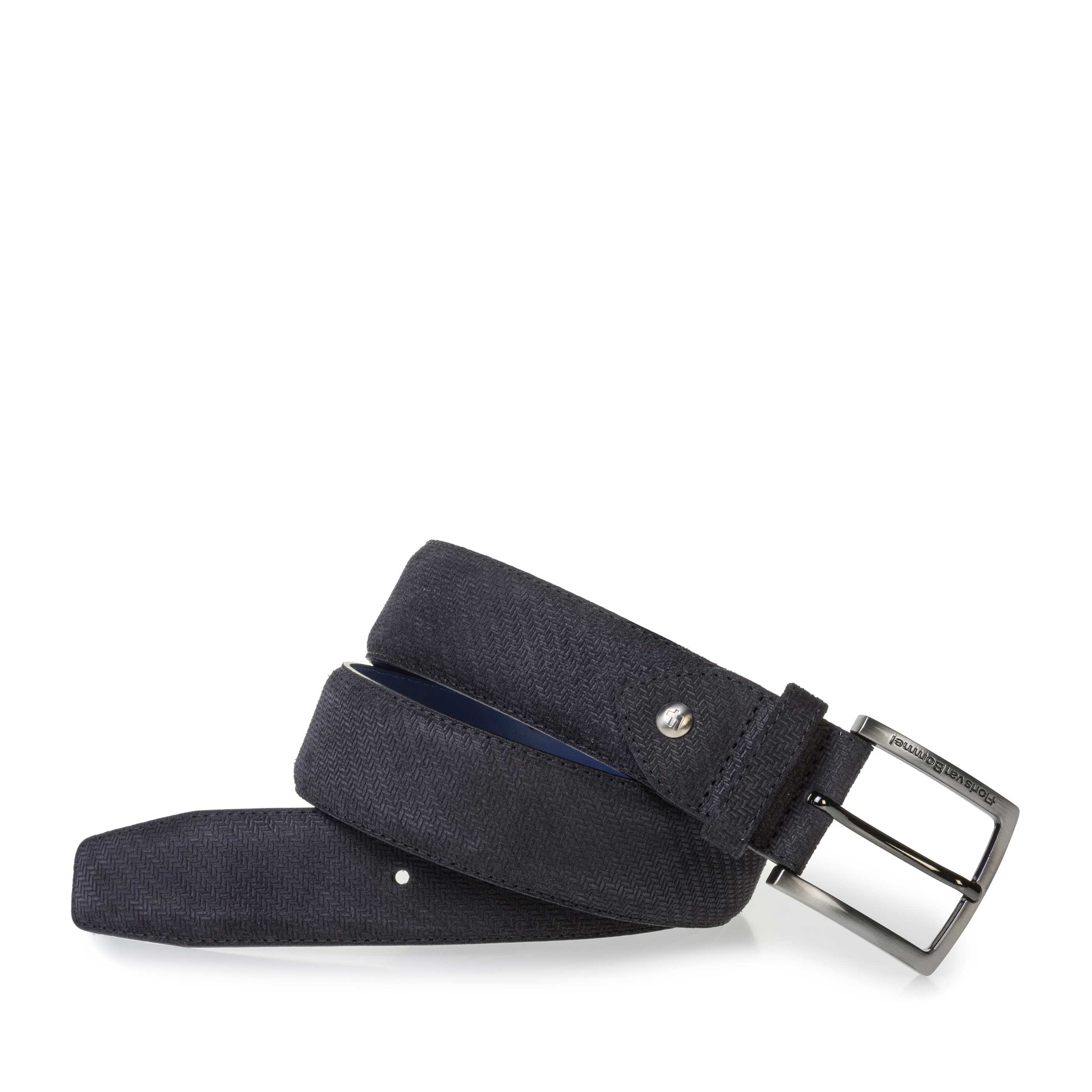 75202/46 - Black suede leather belt with print 75202/46 - Black suede leather belt with print