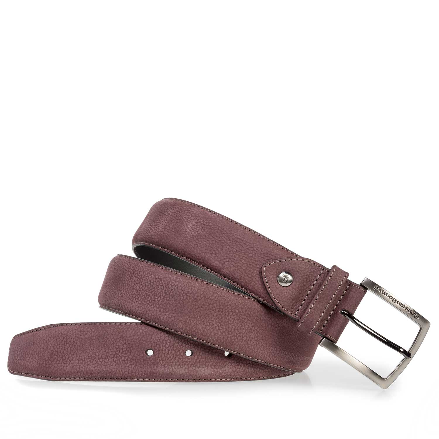 75202/30 - Rode nubuckleren riem met print 75202/30 - Rode nubuckleren riem met print