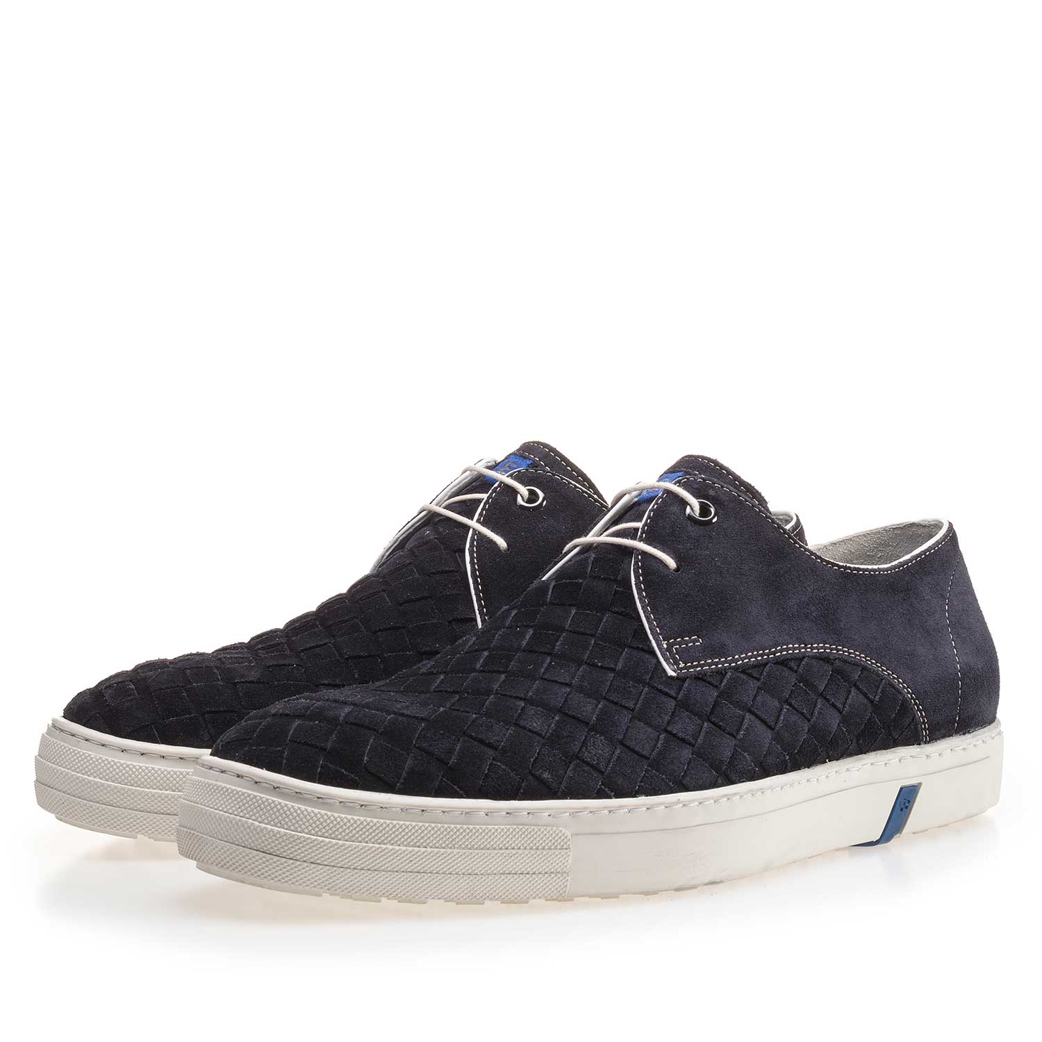 14451/04 - Dark blue lace shoe made of braided leather 14451/04 - Dark blue lace shoe made of braided leather