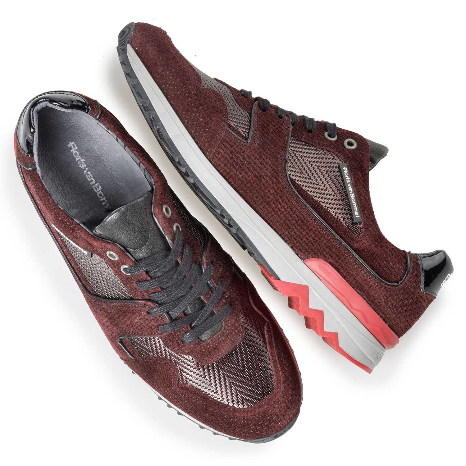 16220/16 - Burgundy red leather sneaker with metallic print 16220/16 - Burgundy red leather sneaker with metallic print