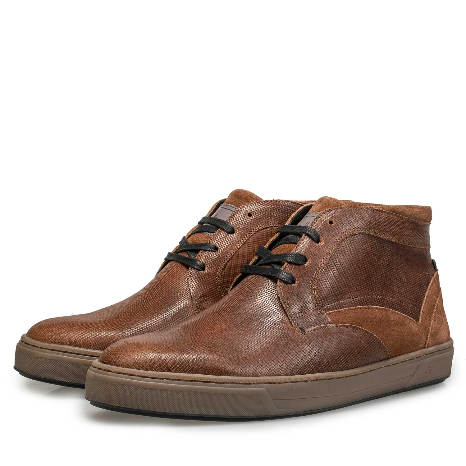 10314/02 - Mid-high, wool lined cognac-coloured lace shoe 10314/02 - Mid-high, wool lined cognac-coloured lace shoe