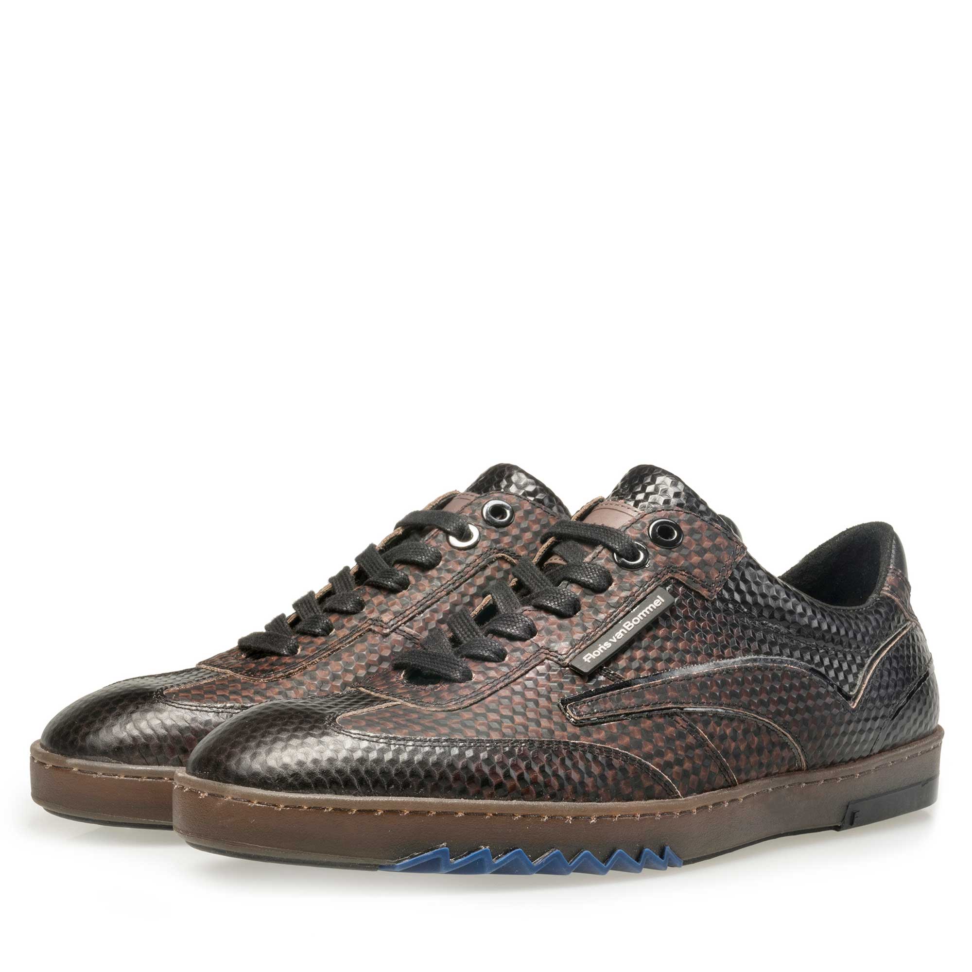 16074/24 - Floris van Bommel bruine print heren sneaker 16074/24 - Floris van Bommel bruine print heren sneaker