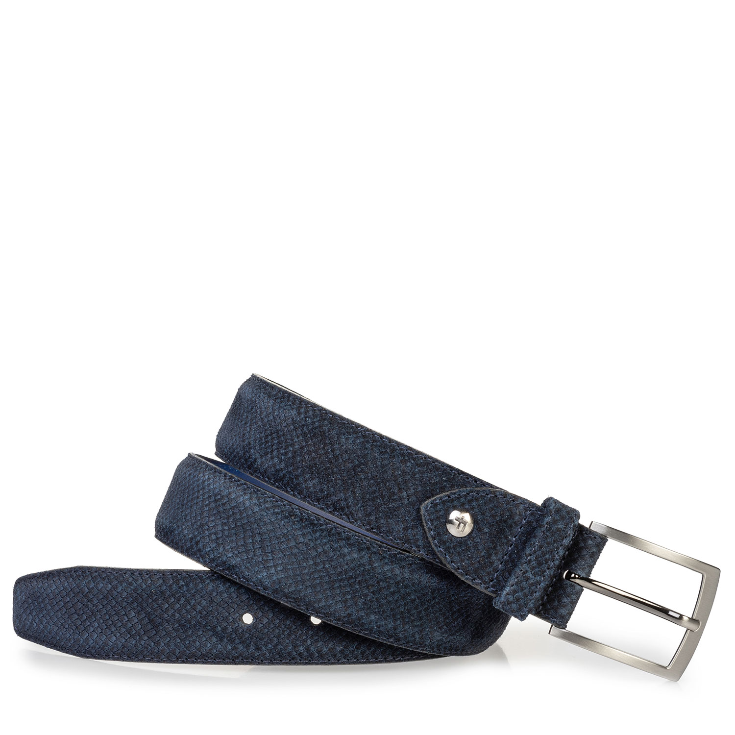 75203/19 - Suède riem donkerblauw met print 75203/19 - Suède riem donkerblauw met print