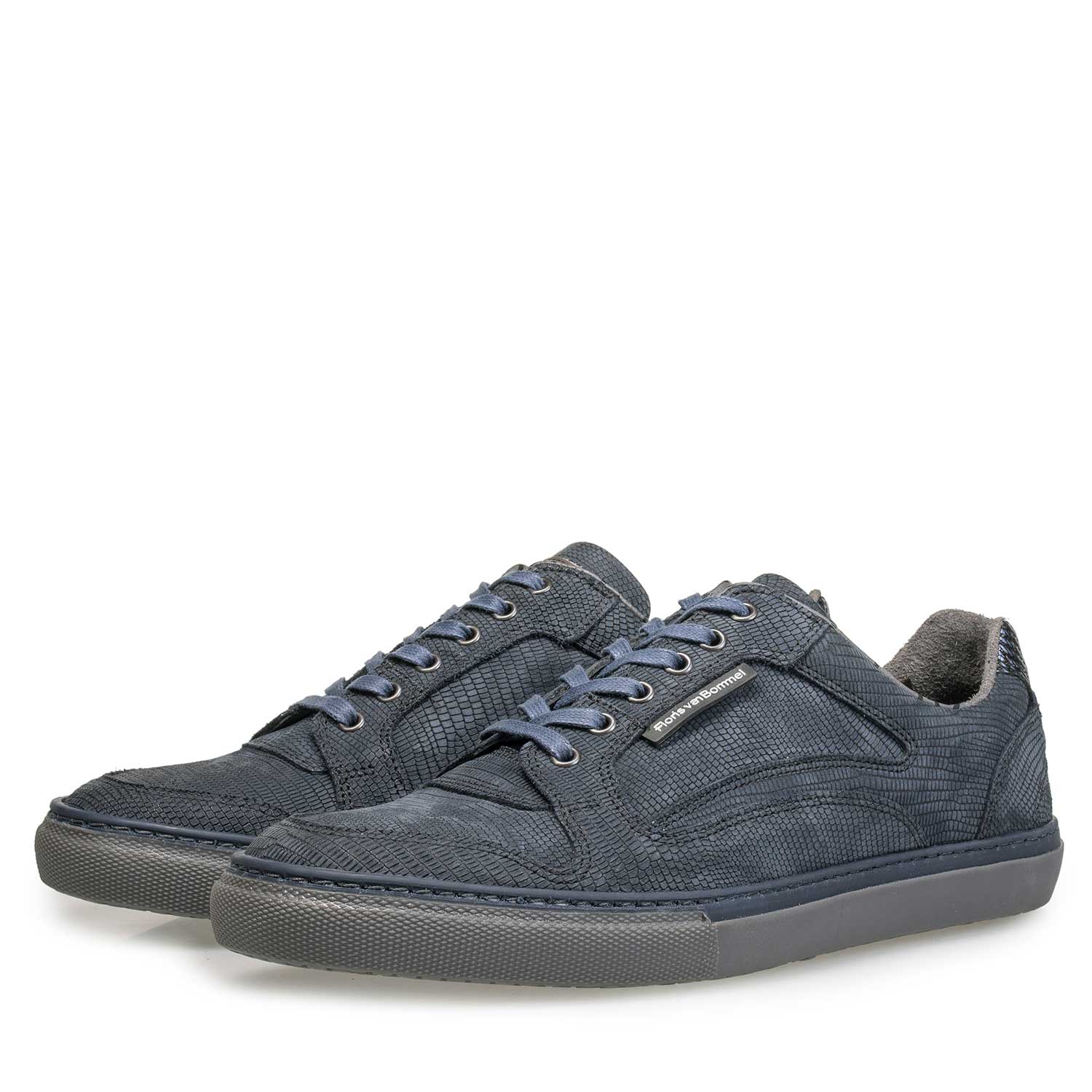 14279/03 - Blue lizard print nubuck leather sneaker 14279/03 - Blue lizard print nubuck leather sneaker