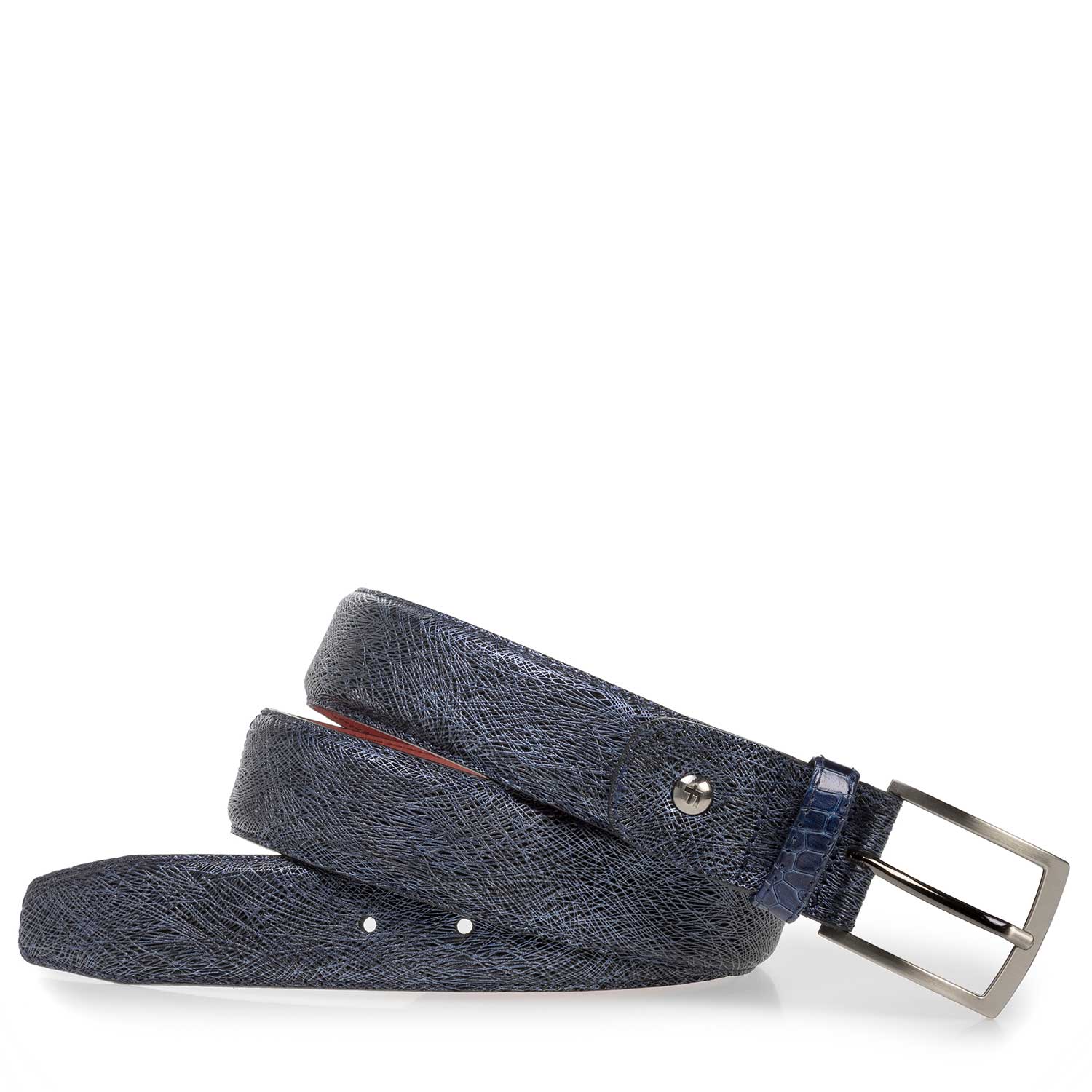 75188/50 - Blue leather belt with metallic print 75188/50 - Blue leather belt with metallic print