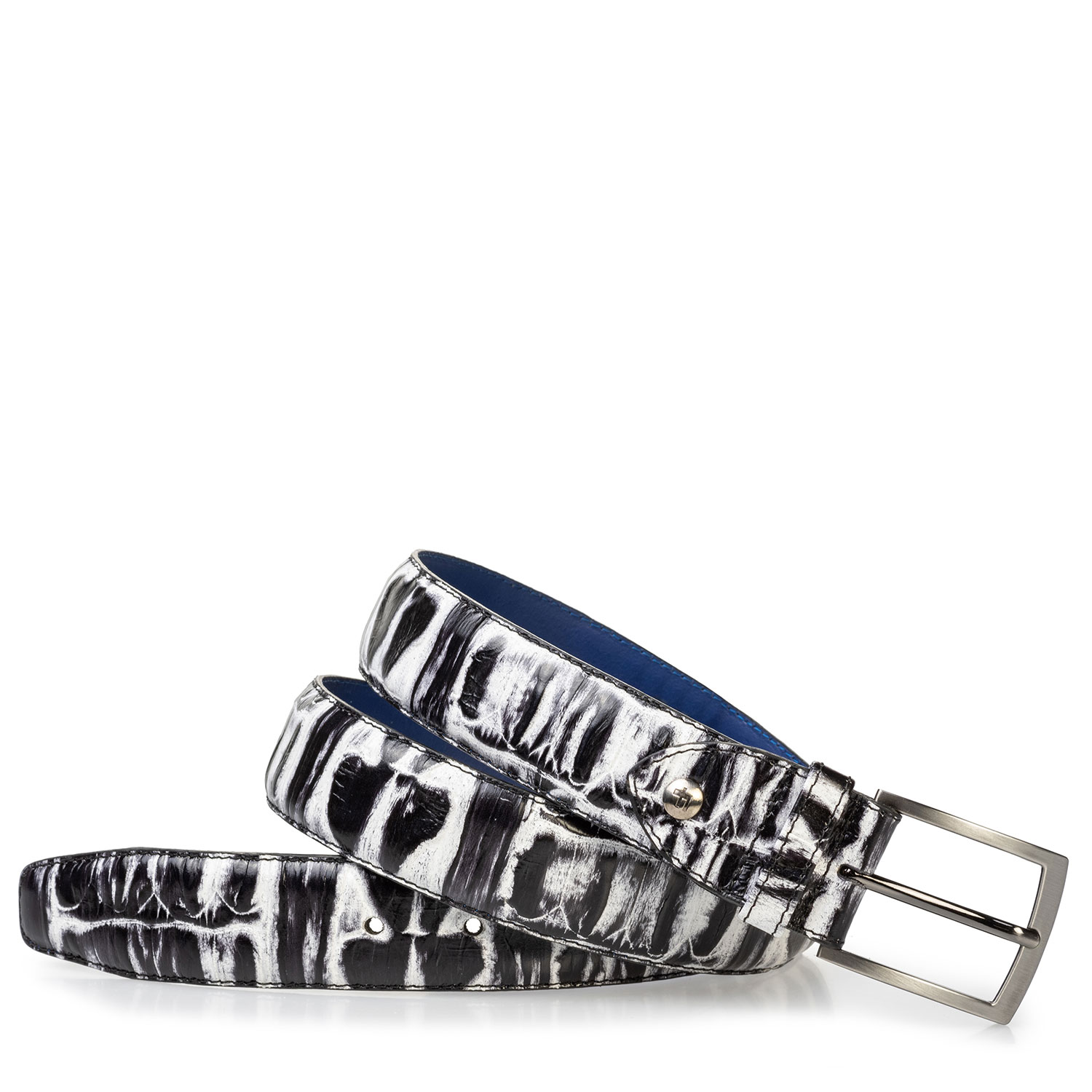 75203/28 - Riem crocoprint zwart/wit 75203/28 - Riem crocoprint zwart/wit