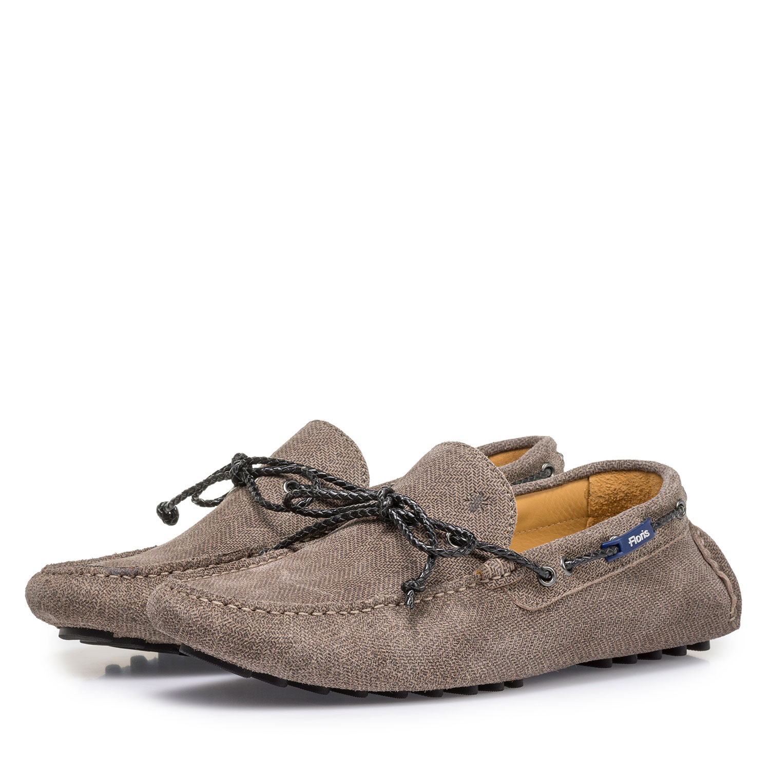 15214/09 - Sand-coloured suede leather moccasin with print 15214/09 - Sand-coloured suede leather moccasin with print