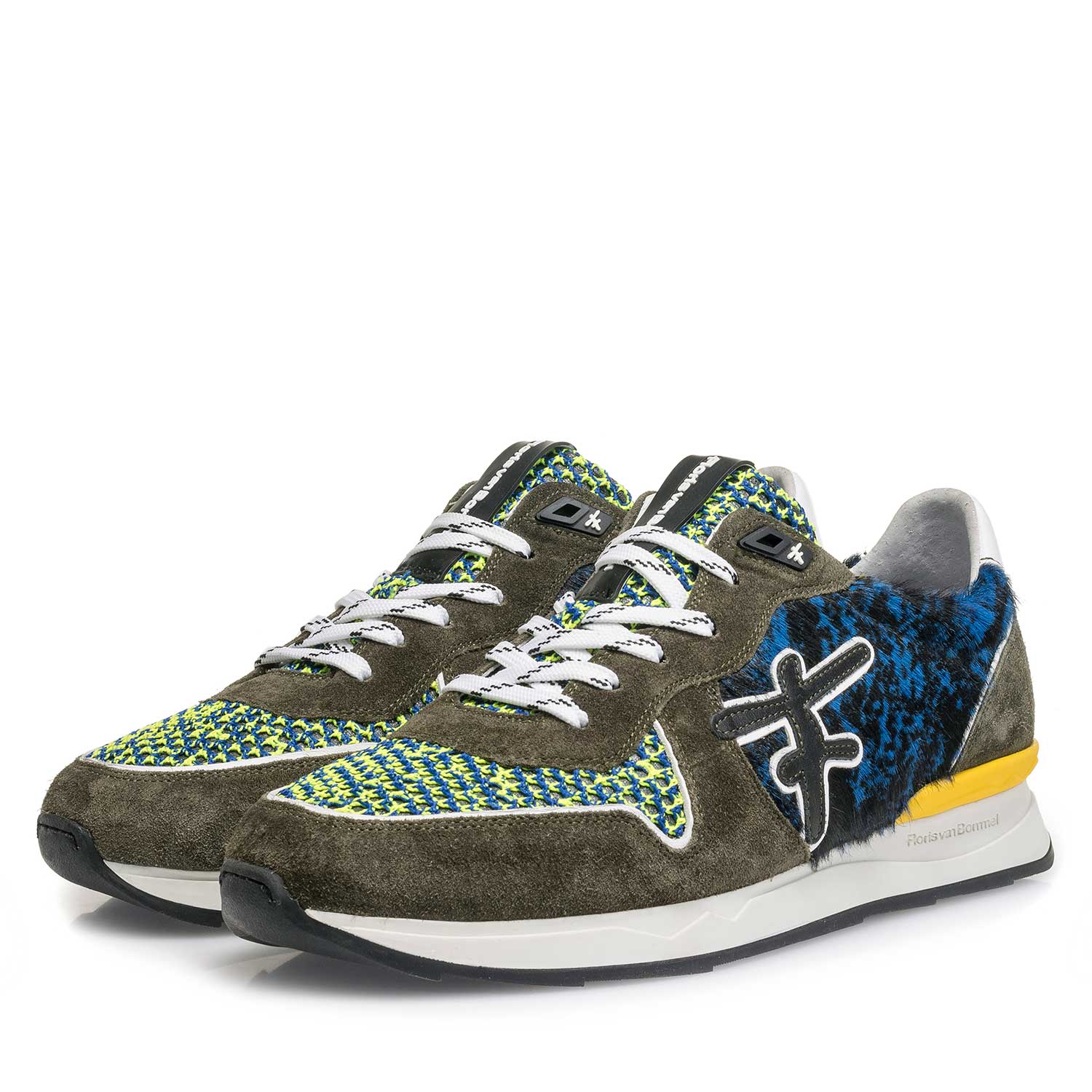 16241/02 - Premium groene suède sneaker met gekleurde accenten 16241/02 - Premium groene suède sneaker met gekleurde accenten