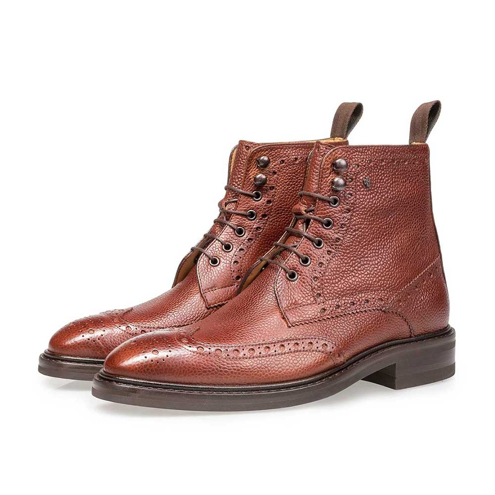 10165/06 - Leren brogue veterboot cognac 10165/06 - Leren brogue veterboot cognac