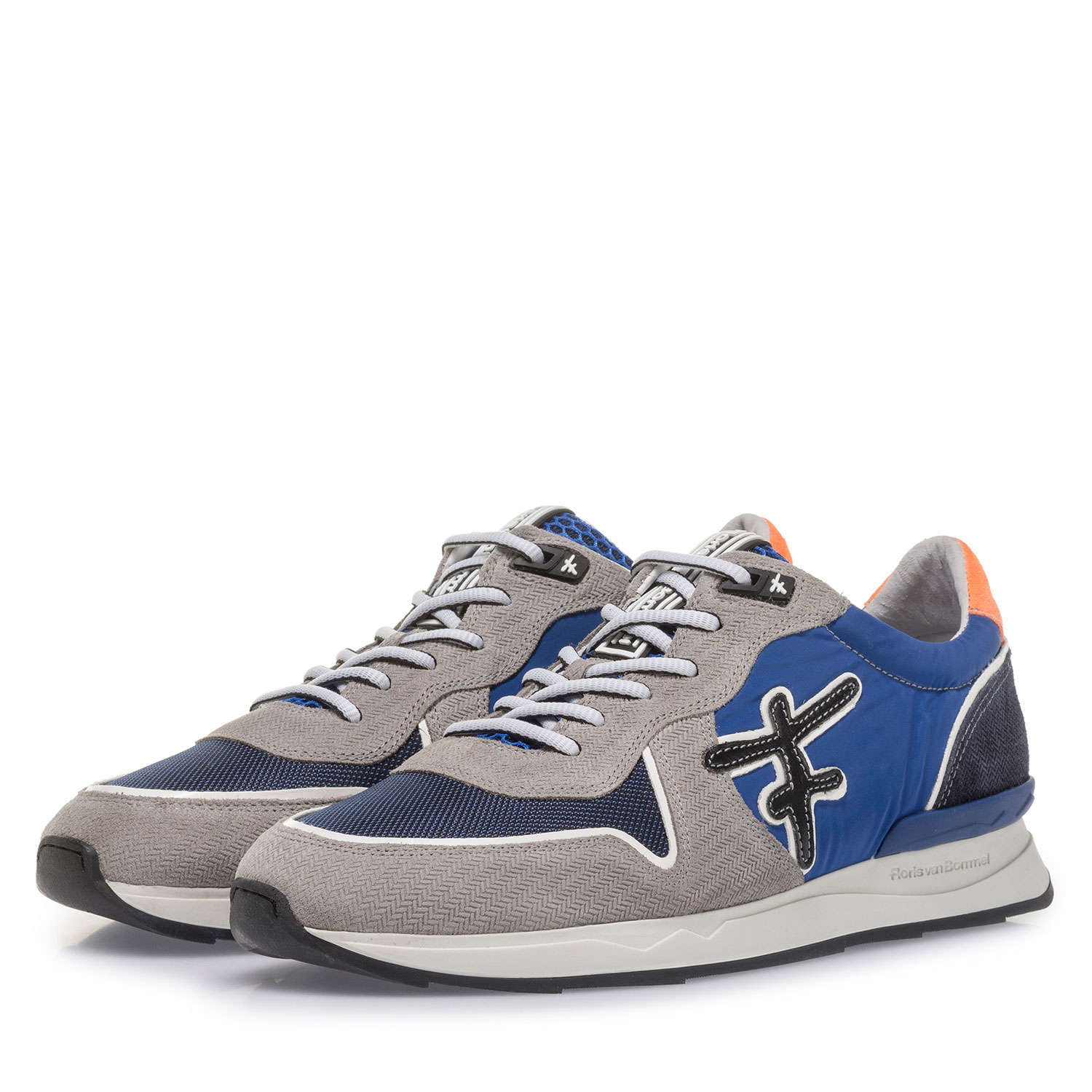 16346/05 - Grijs/blauwe suède sneaker 16346/05 - Grijs/blauwe suède sneaker