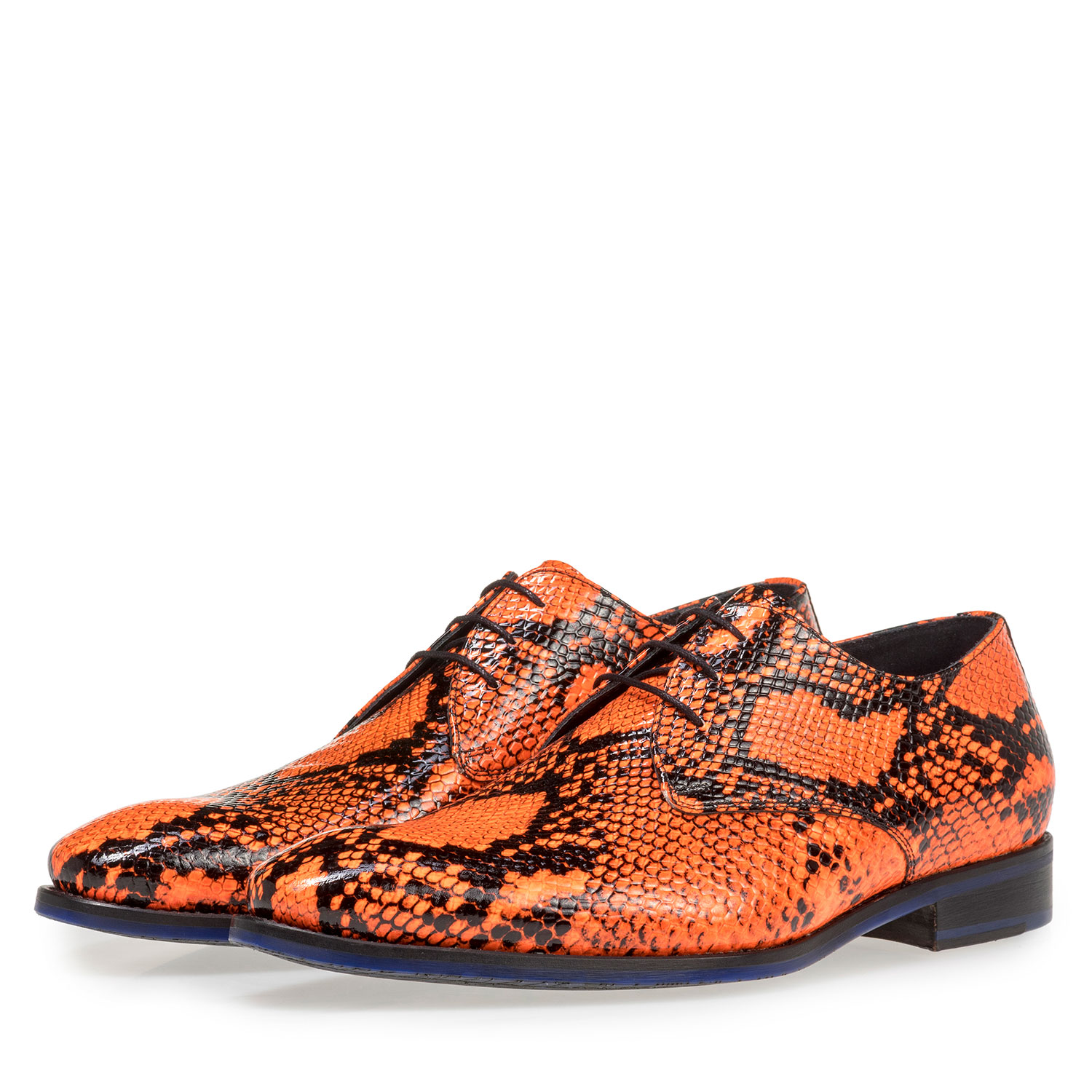 18124/08 - Premium fluor oranje veterschoen met print 18124/08 - Premium fluor oranje veterschoen met print